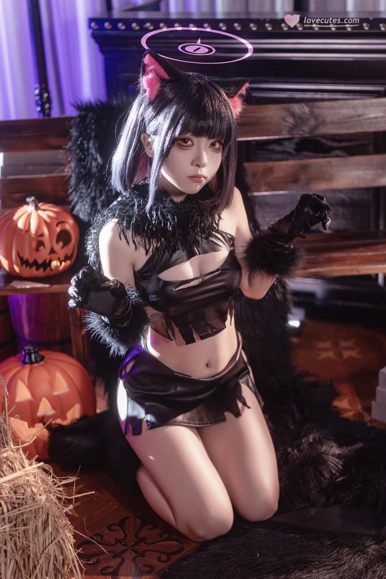 [cosplay] Shiliangyu - Blue Archive Kazusa Halloween cat-ear cosplay 사진 세트 34P