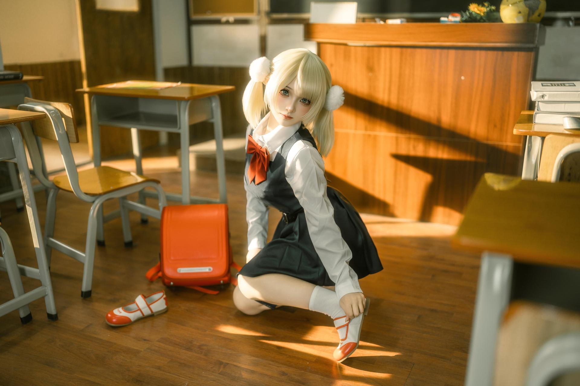 [コスプレ] Bangni邦尼 - 时雨羽衣 教室白丝制服 比基尼美腿还原 87P