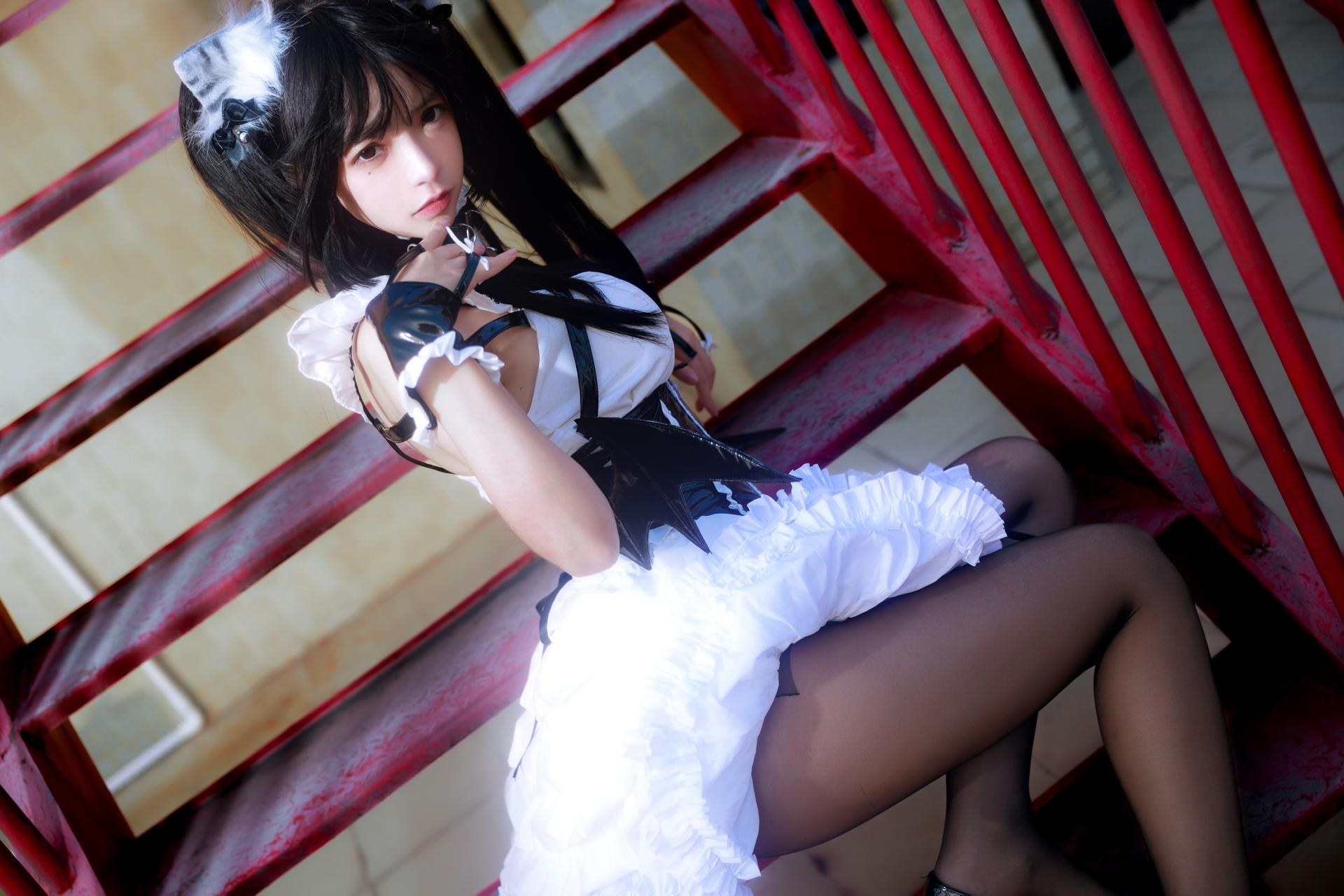 [Photo Set] Fengmao ss bộ ảnh maid, black stockings, uniform styling, leg-focused poses 40P
