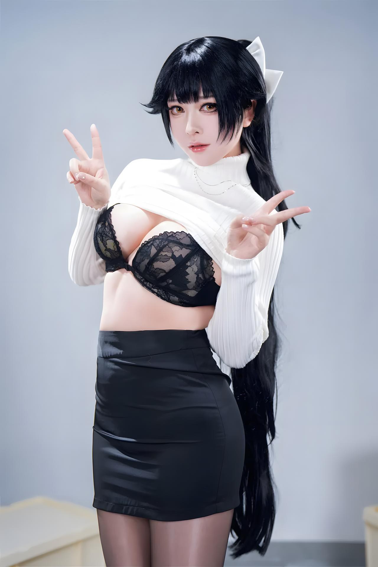 [Cosplay] Banbanzi - MissKON coser cosplay, black stockings, leg-focused poses, video extras 57P4V
