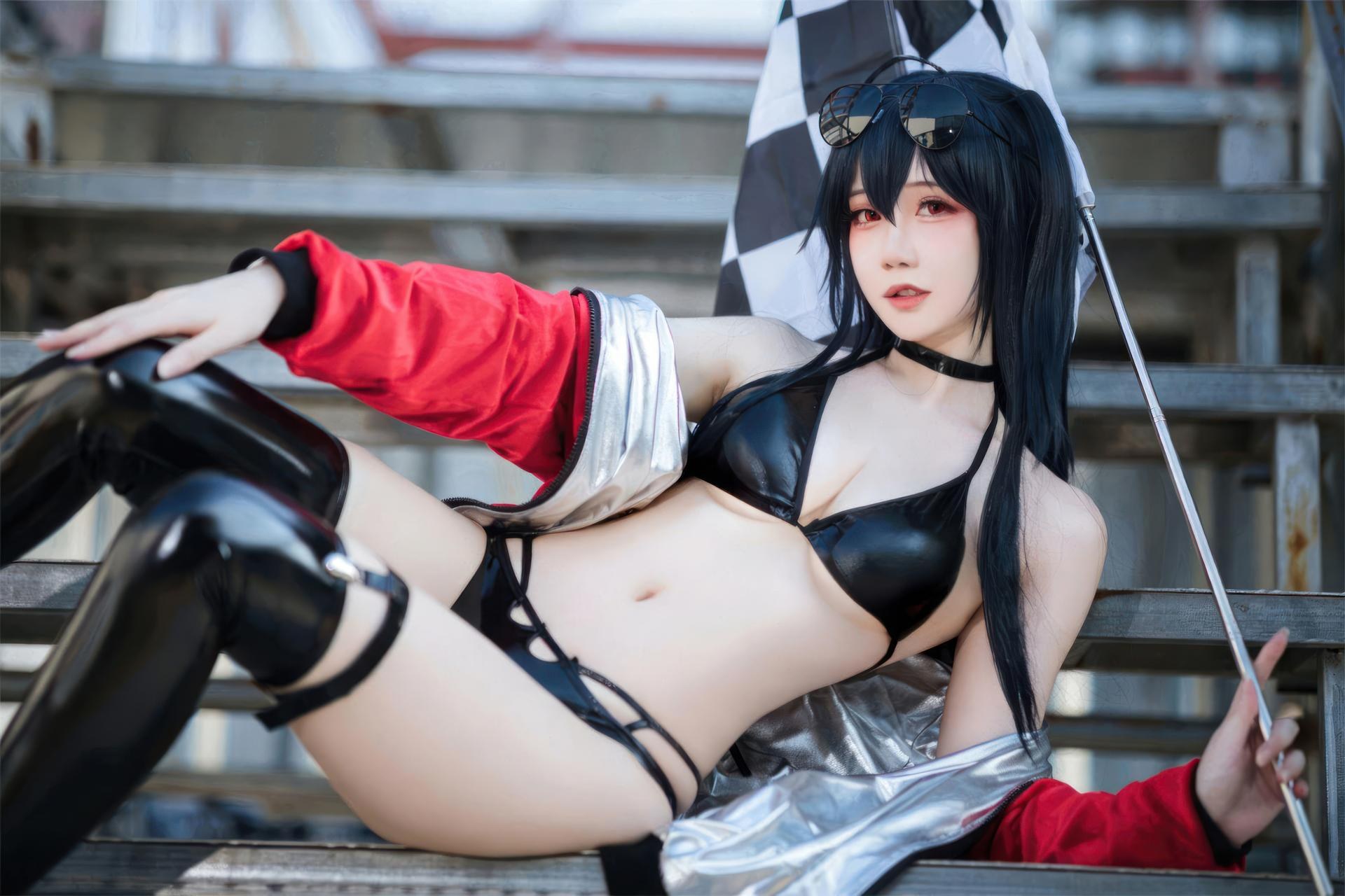 [Cosplay] Menmentan - MissKON coser cosplay, black stockings, busty styling, leg-focused poses 32P