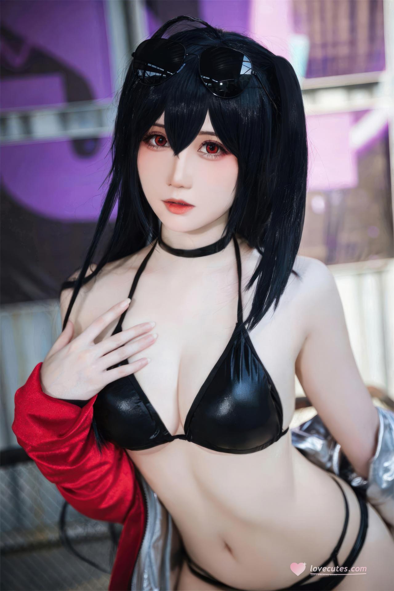 [Cosplay] Menmentan - MissKON coser cosplay, black stockings, busty styling, leg-focused poses 32P