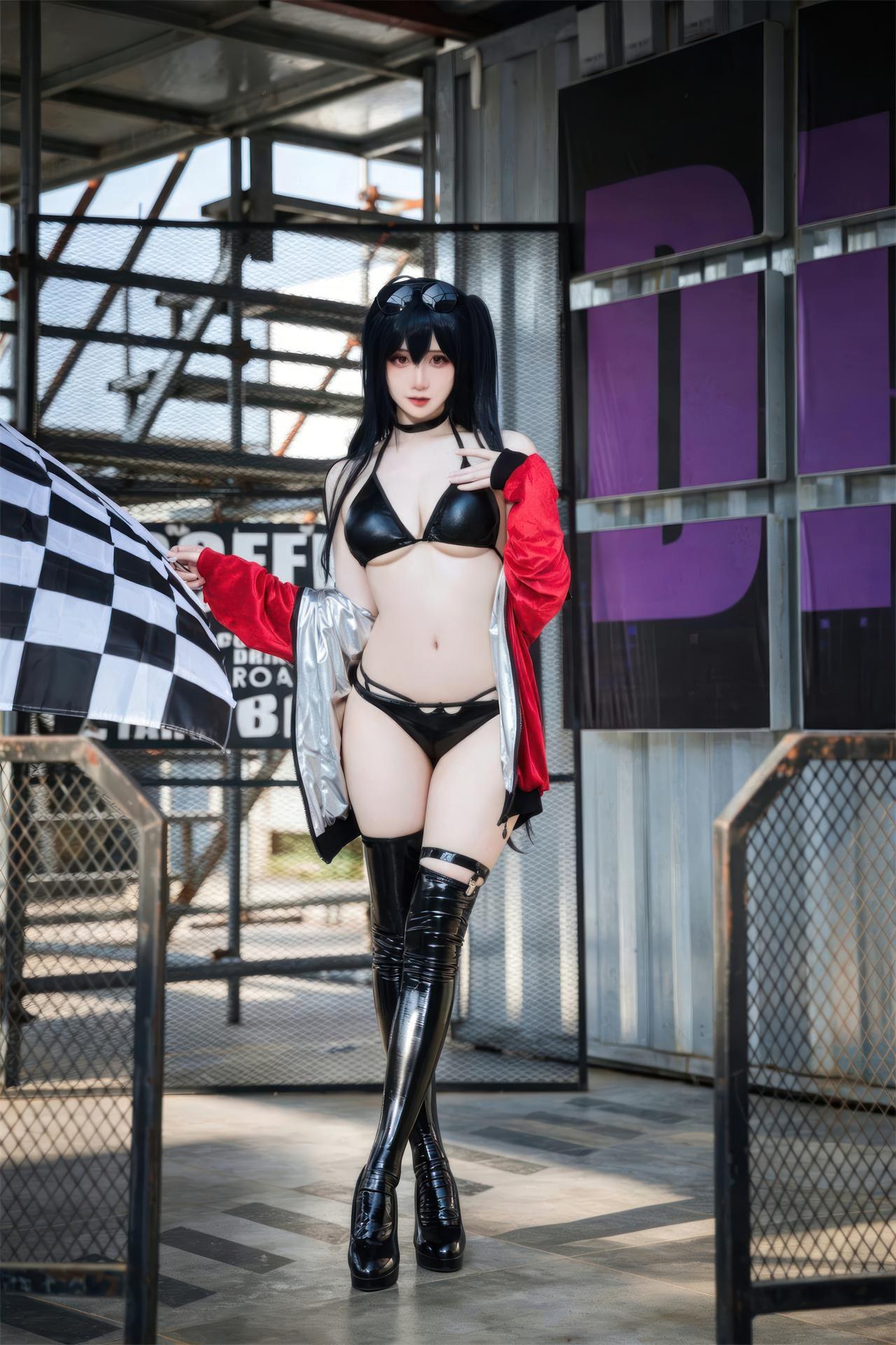 [Cosplay] Menmentan - MissKON coser cosplay, black stockings, busty styling, leg-focused poses 32P