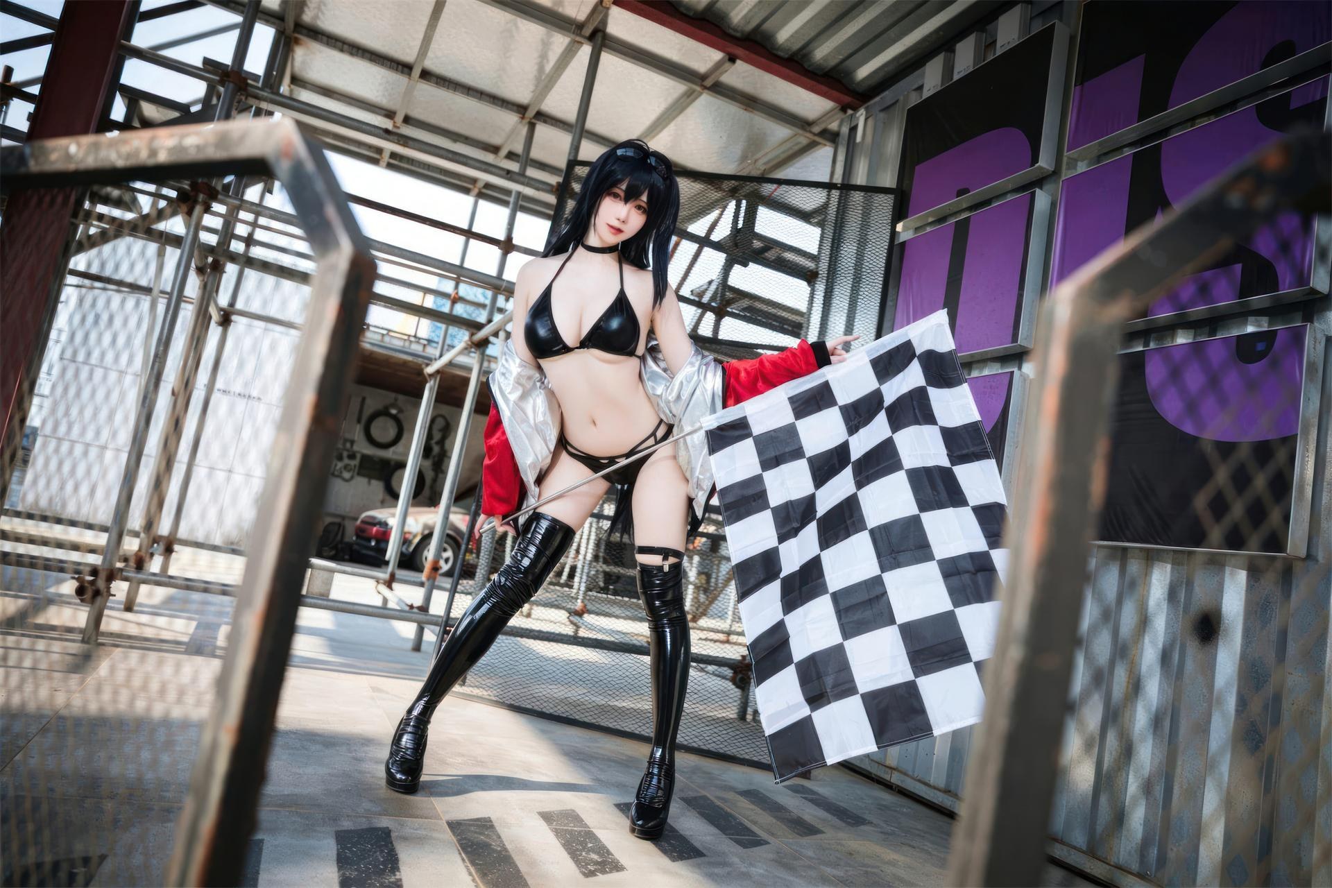 [Cosplay] Menmentan - MissKON coser cosplay, black stockings, busty styling, leg-focused poses 32P