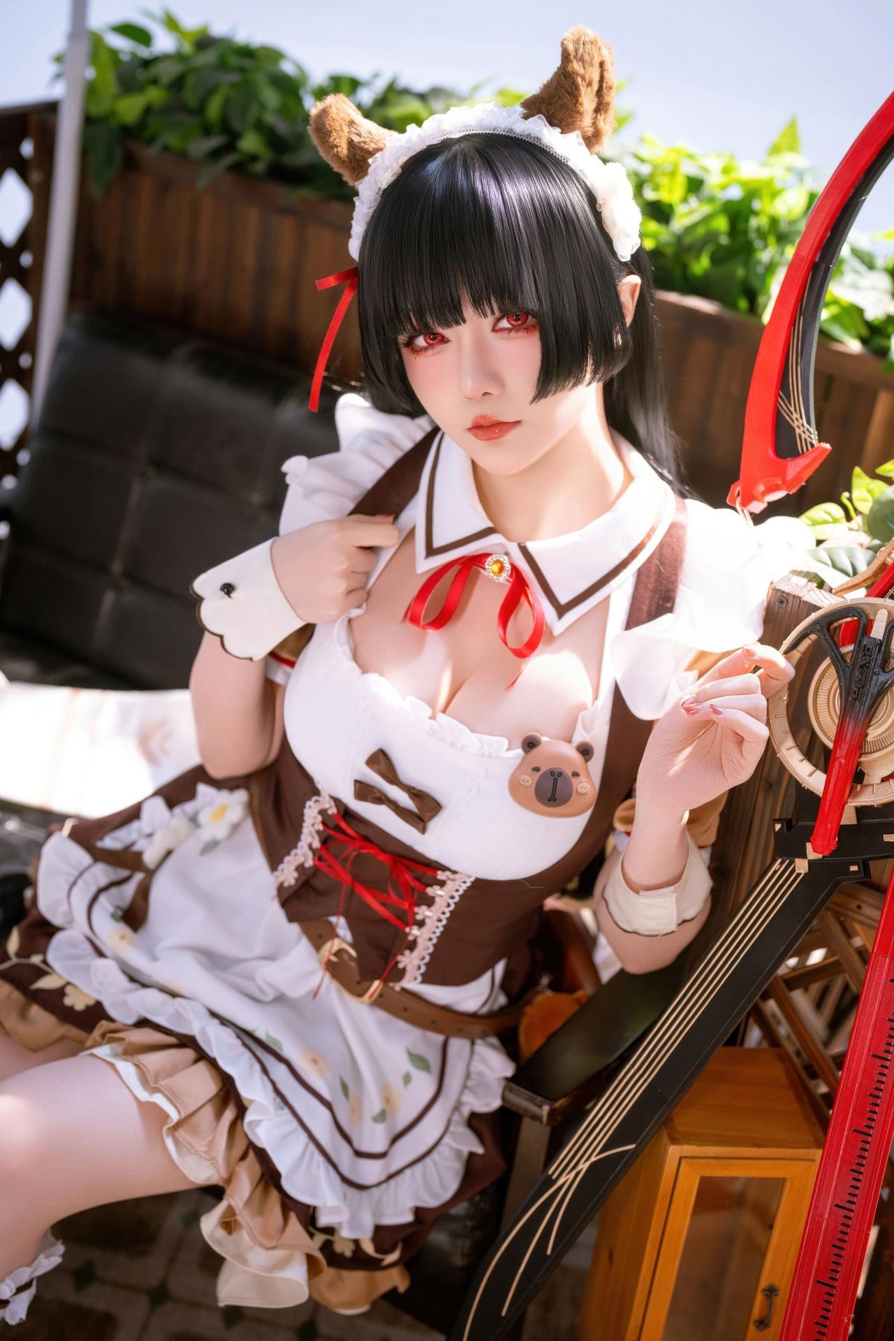[Cosplay] Hoshilily bộ ảnh cosplay, maid, leg-focused poses 42P