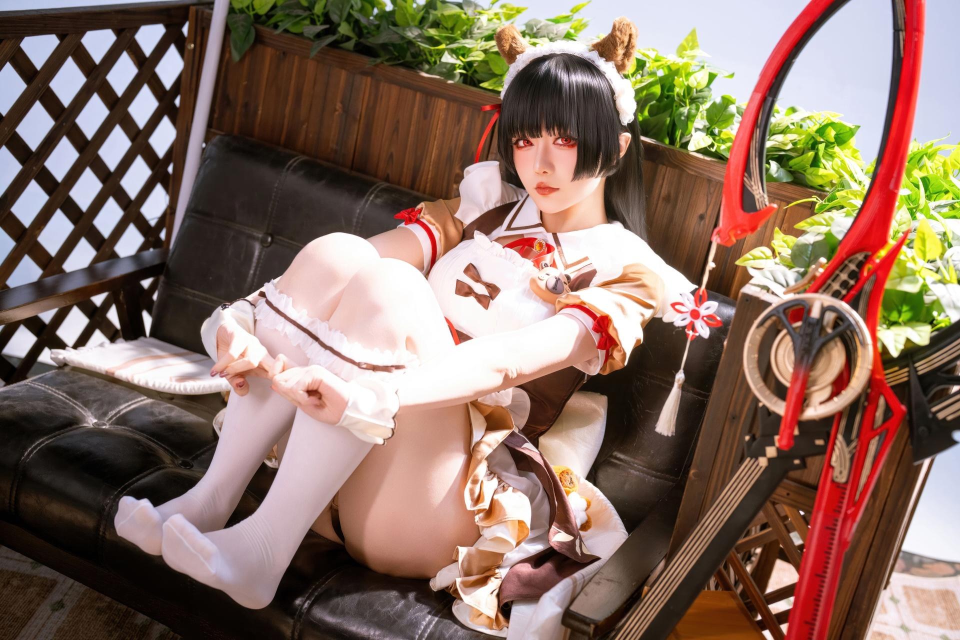 [Cosplay] Hoshilily bộ ảnh cosplay, maid, leg-focused poses 42P