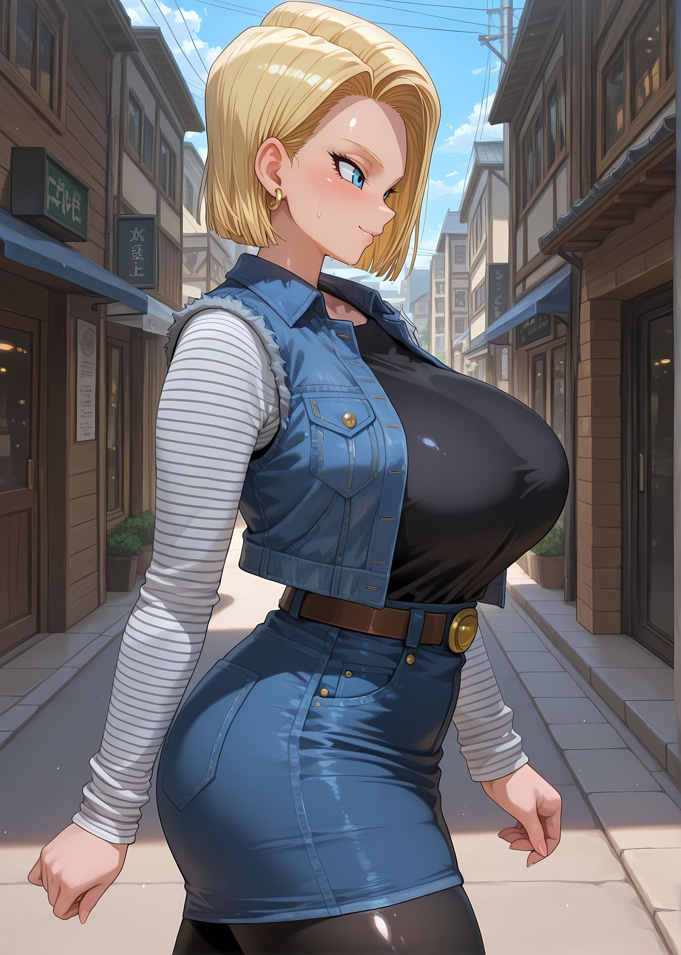 AI Porn - Dragon Ball Android 18 bodysuit wet-look explicit nude AI Adult Gallery 177P