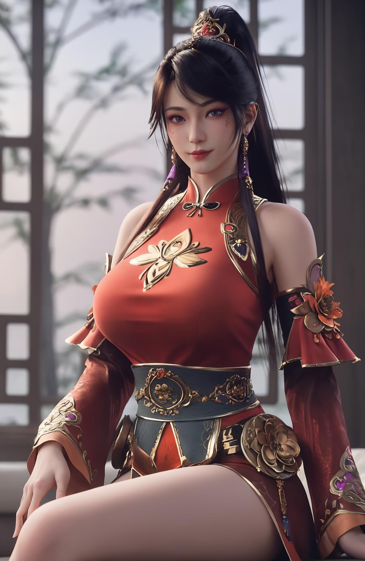 AI Porn - 傲世神丹 媚瑶：红衣古装露穴成人向图集 280P