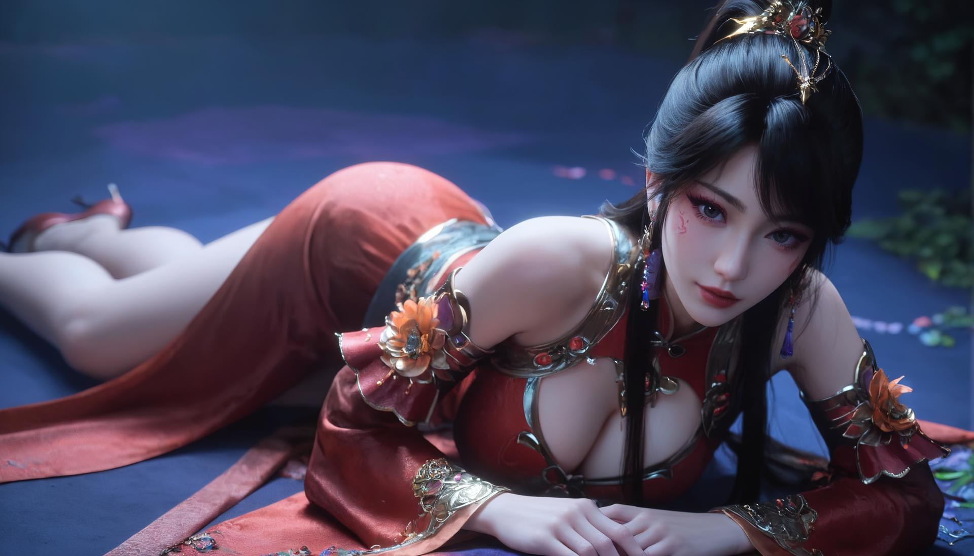 AI Porn - 傲世神丹 媚瑶：红衣古装露穴成人向图集 280P