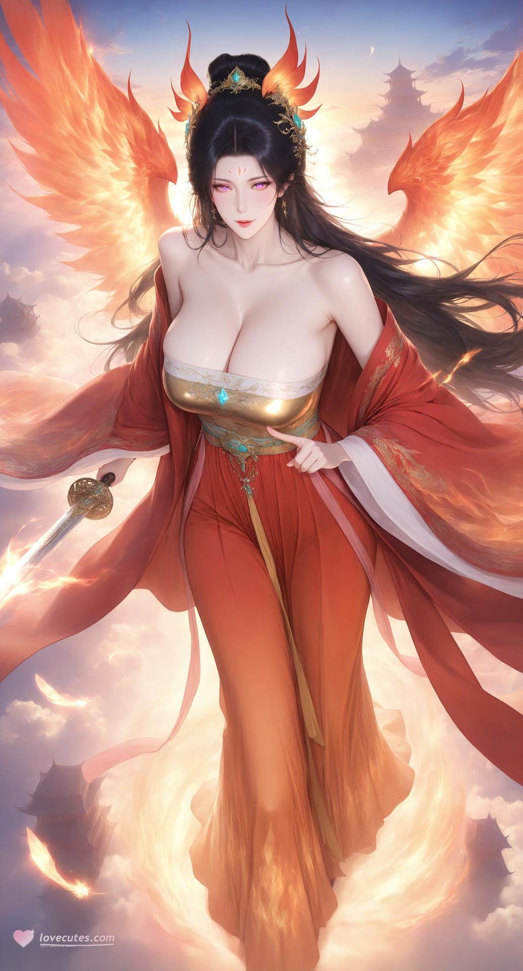 AI Porn - 山海经仙子：凤女白狐蛇女幻想露点图集 70P