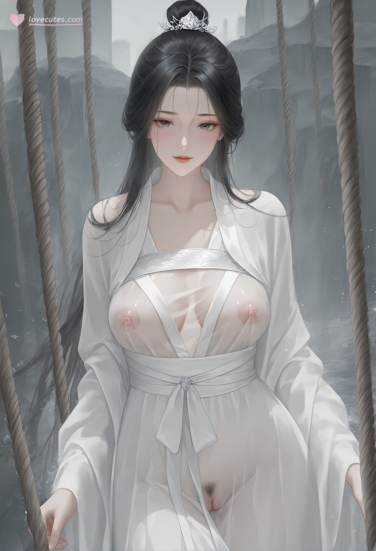 AI Porn - 小龙女：白衣古装露穴成人向图集 48P