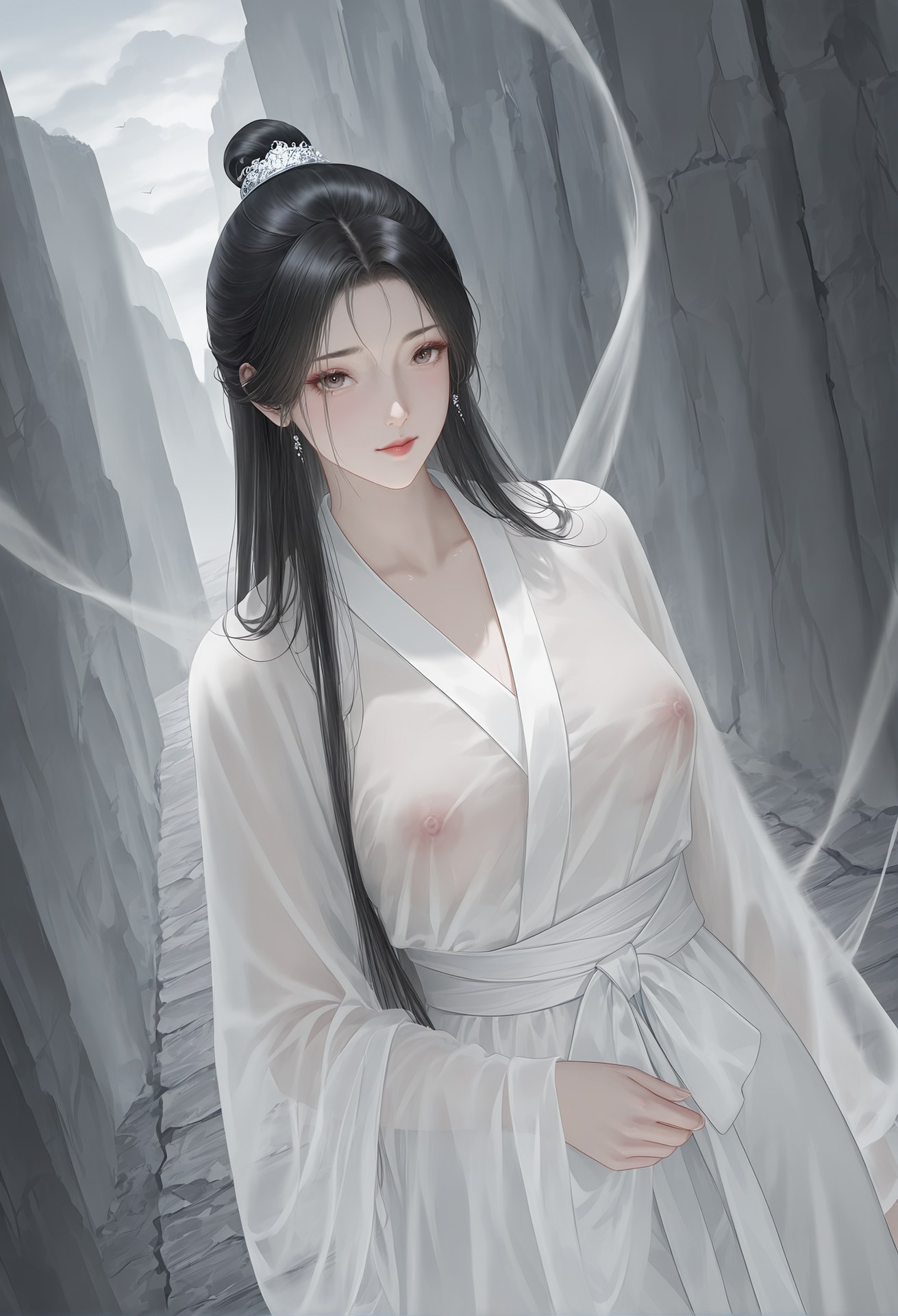AI Porn - 小龙女：白衣透视古装露点图集 26P