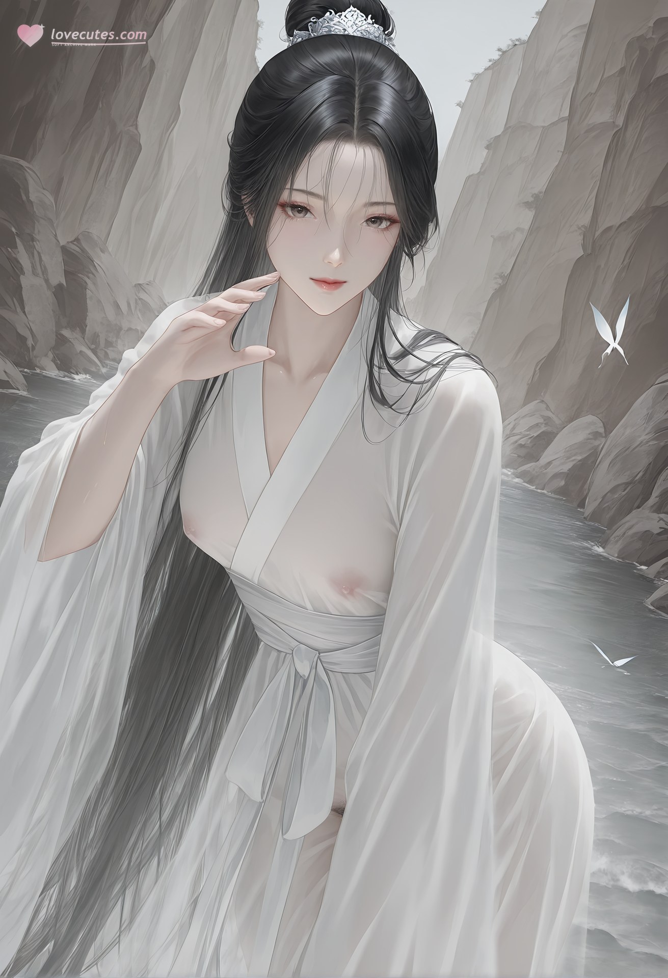 AI Porn - 小龙女：白衣透视古装露点图集 26P