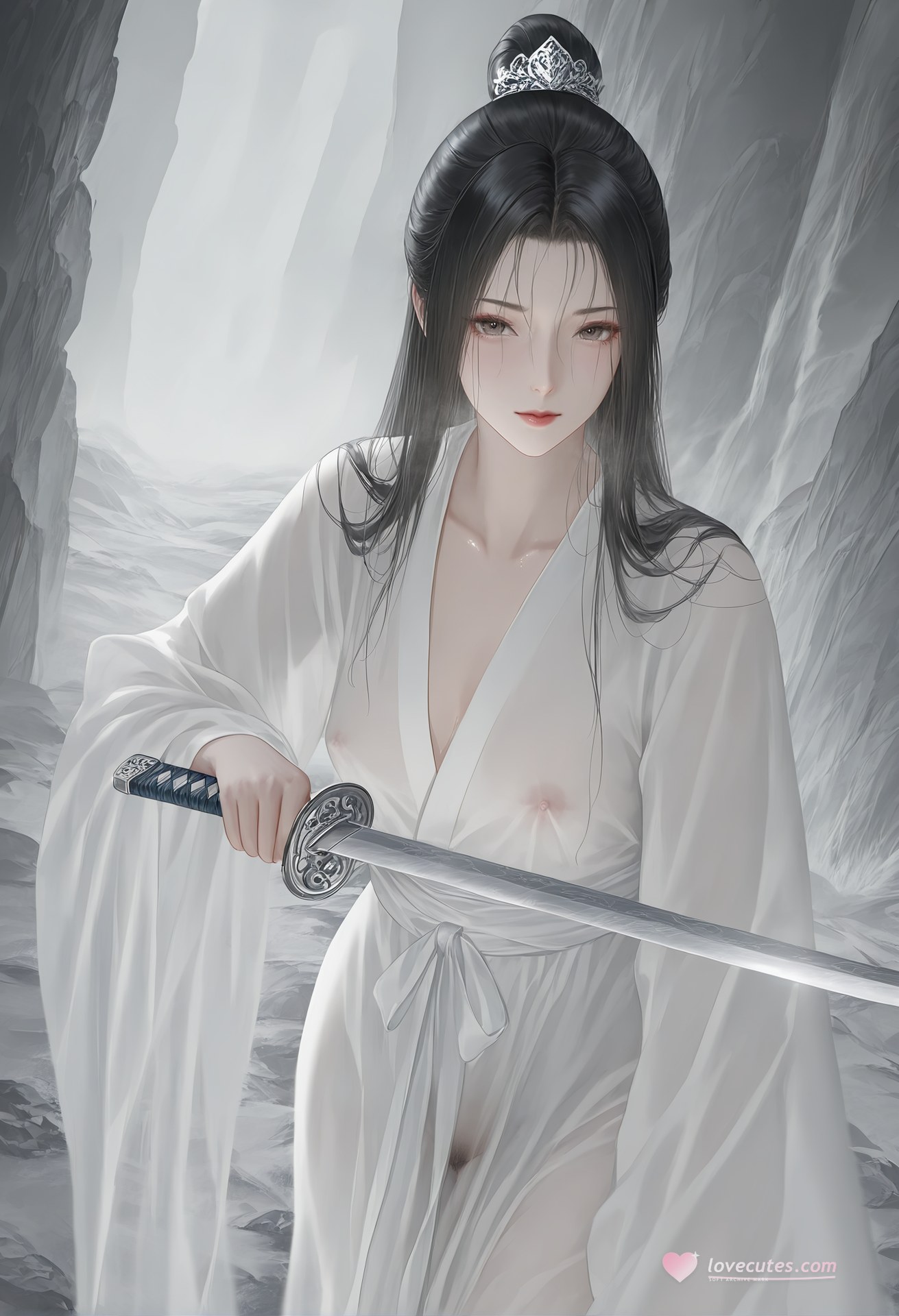 AI Porn - 小龙女：白衣透视古装露点图集 26P