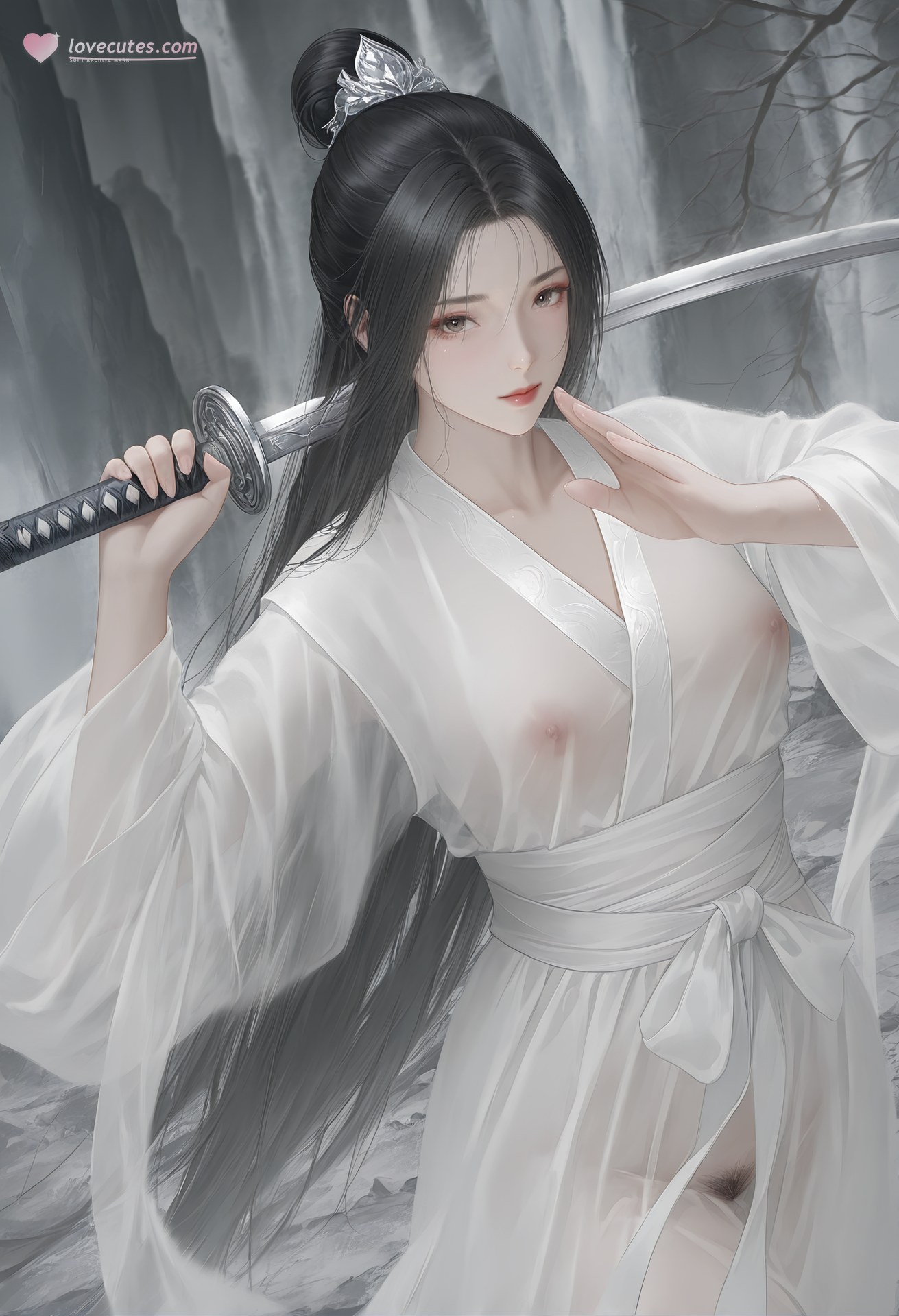 AI Porn - 小龙女：白衣透视古装露点图集 26P