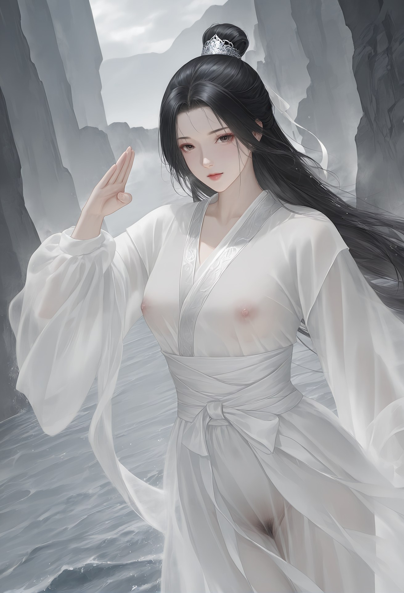 AI Porn - 小龙女：白衣透视古装露点图集 26P