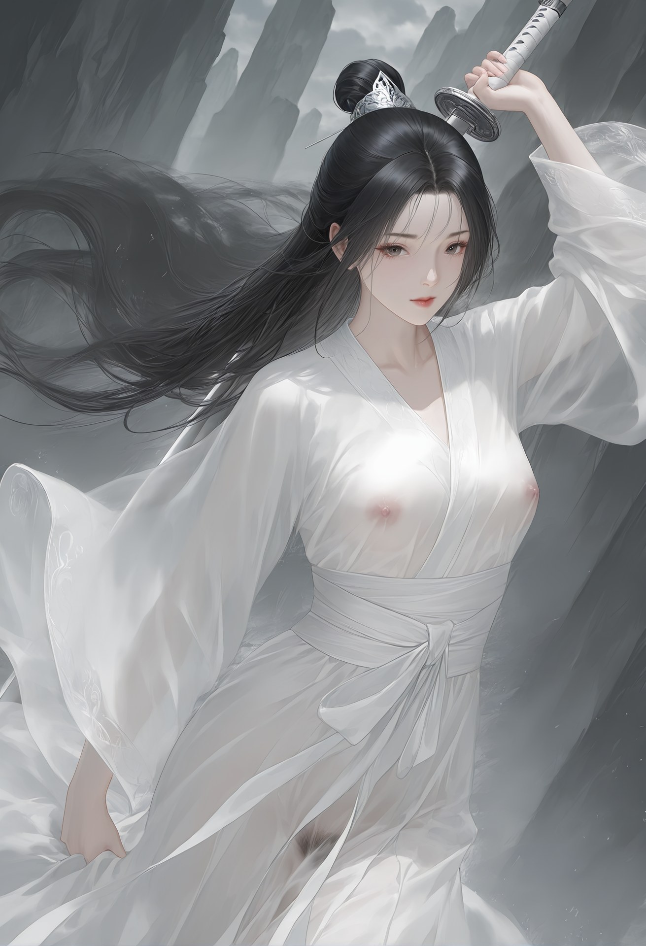 AI Porn - 小龙女：白衣透视古装露点图集 26P