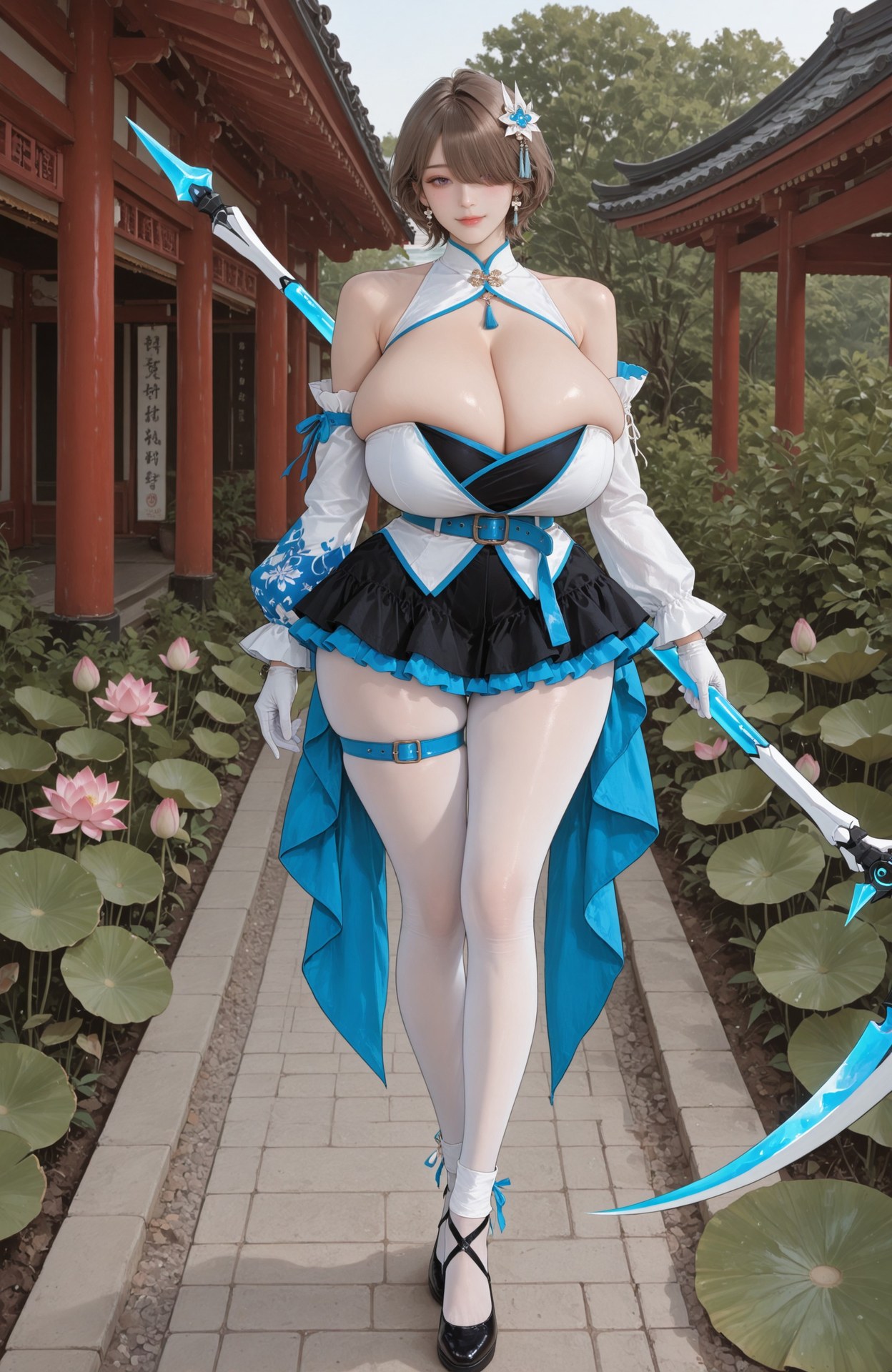 AI Generated Anime Girl - 崩坏3 迷迭香：黑丝蕾丝内衣紧身衣湿身露穴 97P