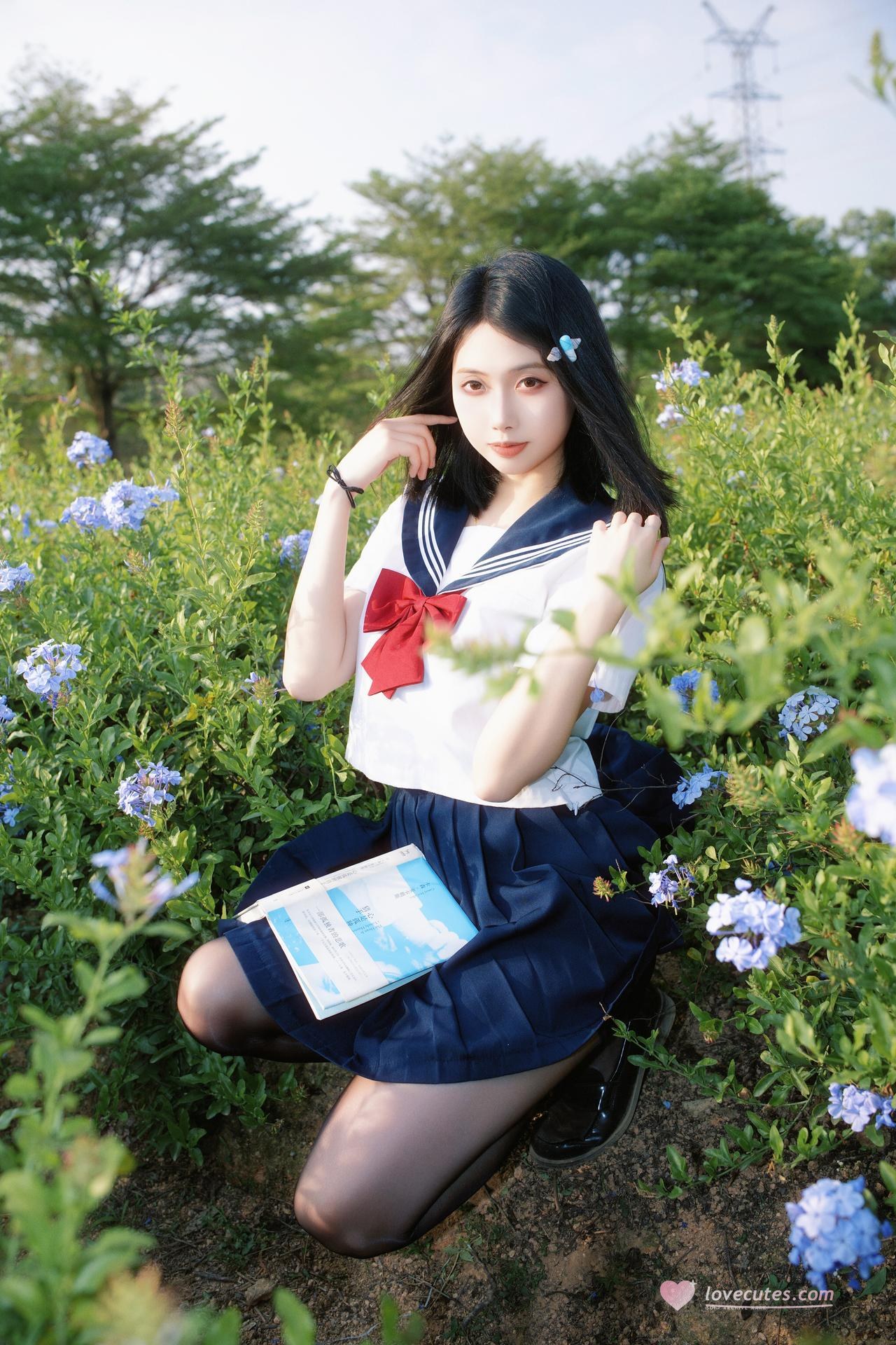 [写真] 七只红豆 - 蓝花JK：JK制服蓝色花纹 39P