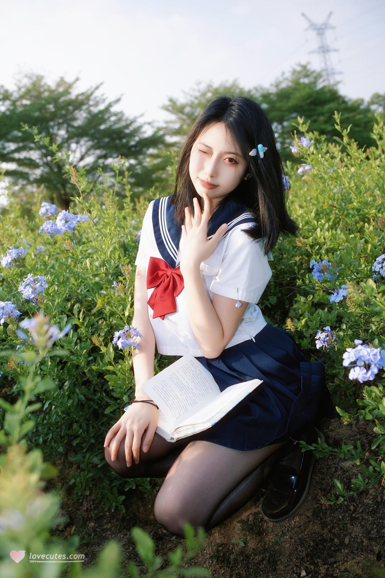 [写真] 七只红豆 - 蓝花JK：JK制服蓝色花纹 39P