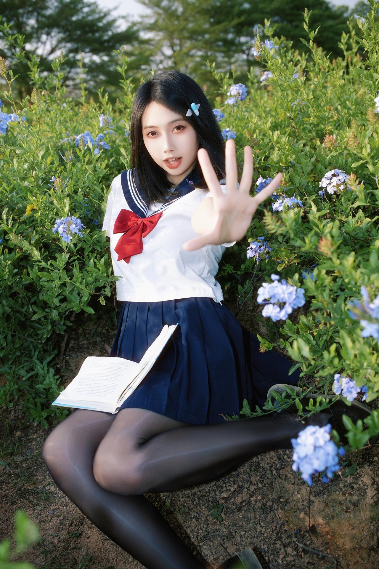 [写真] 七只红豆 - 蓝花JK：JK制服蓝色花纹 39P