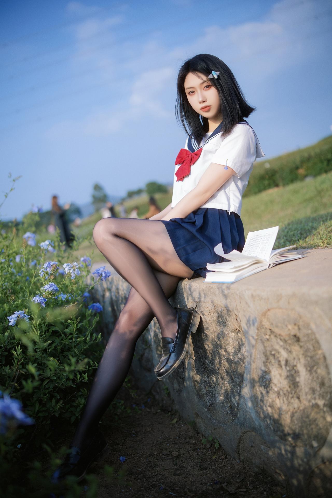 [写真] 七只红豆 - 蓝花JK：JK制服蓝色花纹 39P