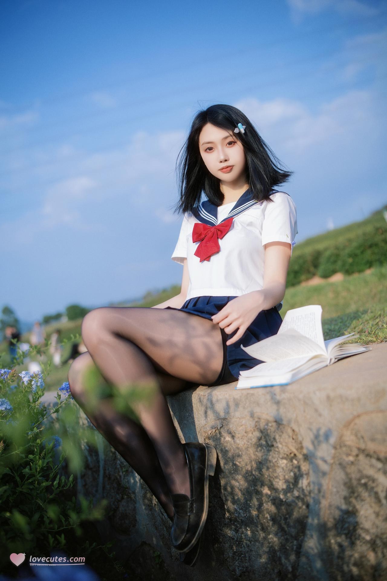 [写真] 七只红豆 - 蓝花JK：JK制服蓝色花纹 39P