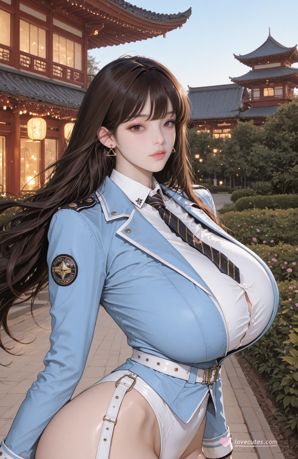 AI Generated Anime Girl - 胜利女神NIKKE Diesel：紧身衣学生装湿身露穴 93P