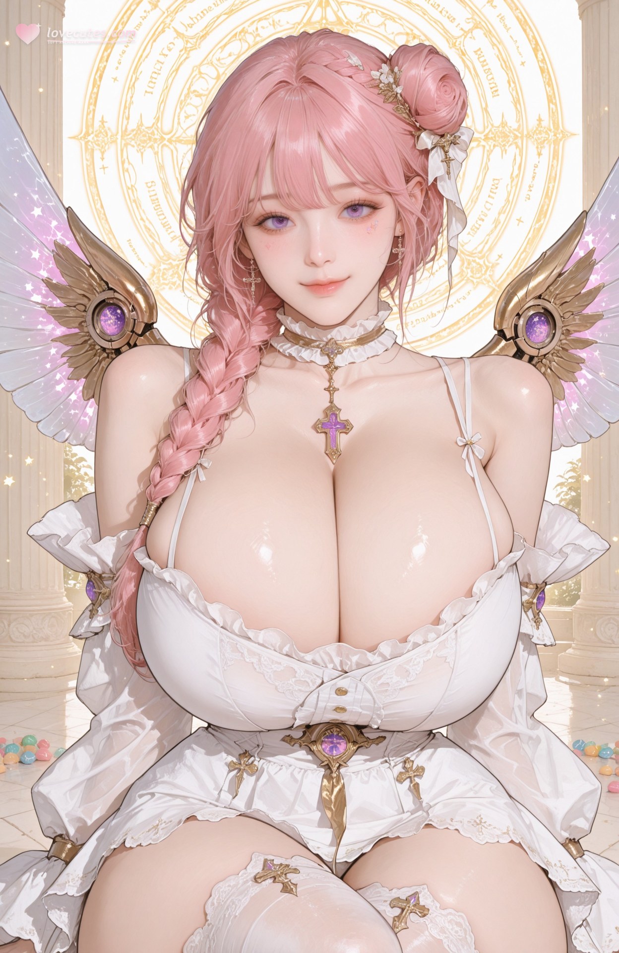 AI Generated Anime Girl - Goddess of Victory NIKKE Dorothy lace lingerie, bodysuit, white stockings, wet-look styling, explicit nude detail AI 이미지 갤러리 96P