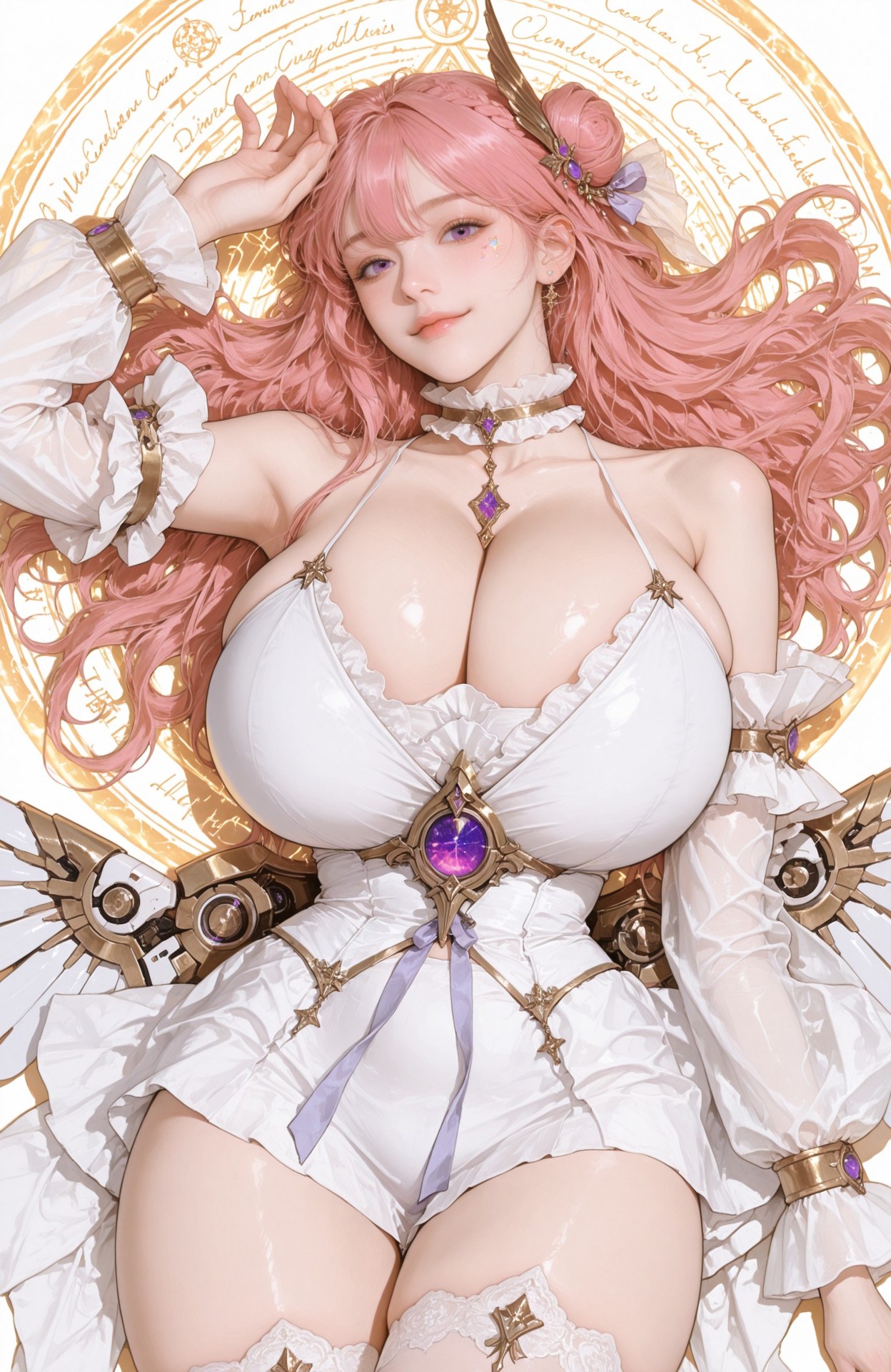 AI Generated Anime Girl - Goddess of Victory NIKKE Dorothy lace lingerie, bodysuit, white stockings, wet-look styling, explicit nude detail AI 이미지 갤러리 96P