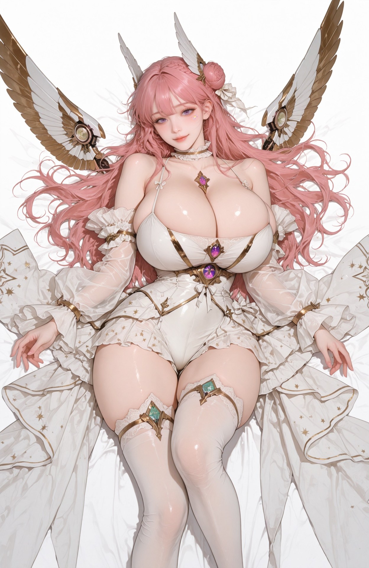 AI Generated Anime Girl - Goddess of Victory NIKKE Dorothy lace lingerie, bodysuit, white stockings, wet-look styling, explicit nude detail AI 이미지 갤러리 96P