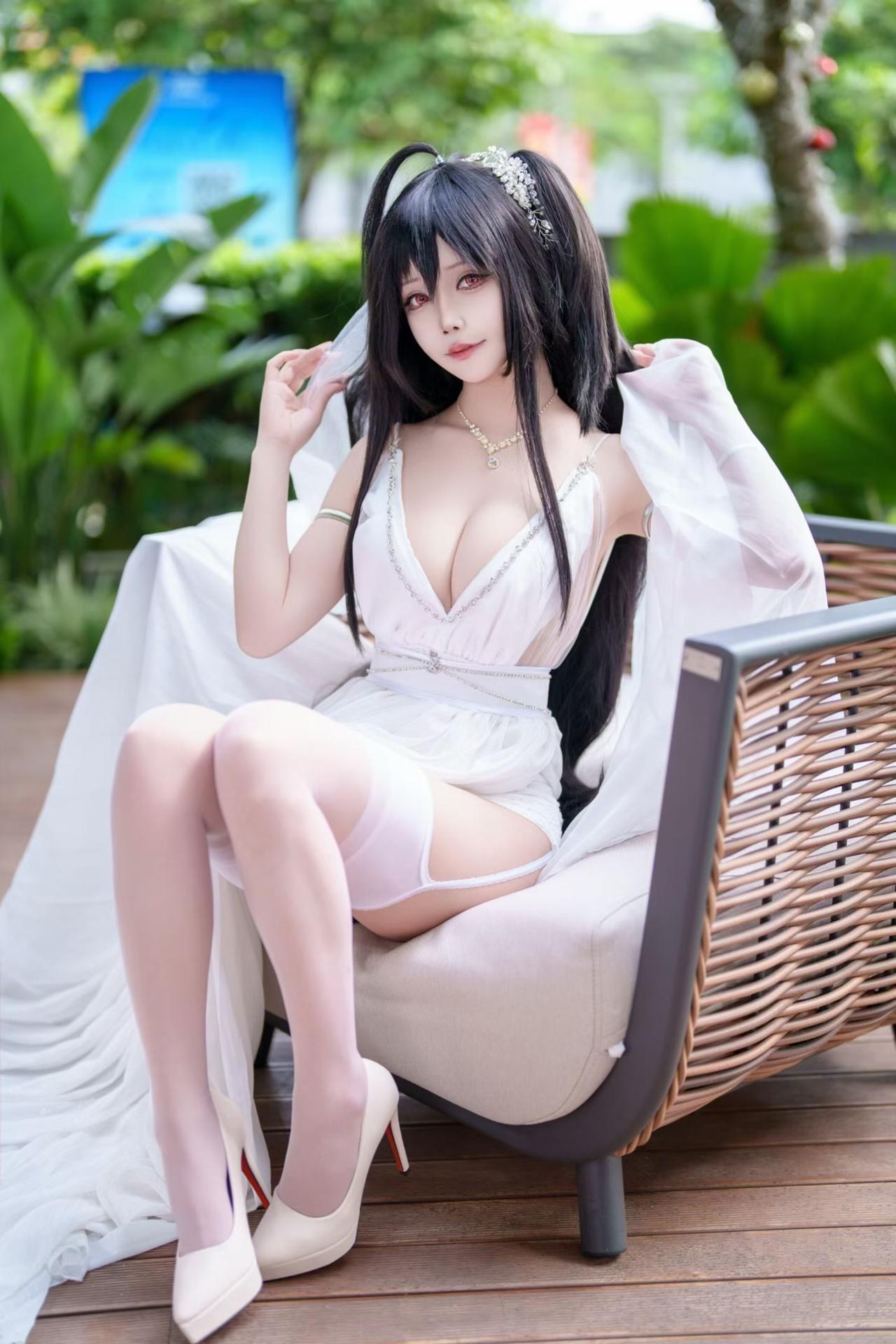 [cosplay] 抱走莫子aa - 碧蓝航线 大凤：誓约花嫁花嫁白纱美胸 27P