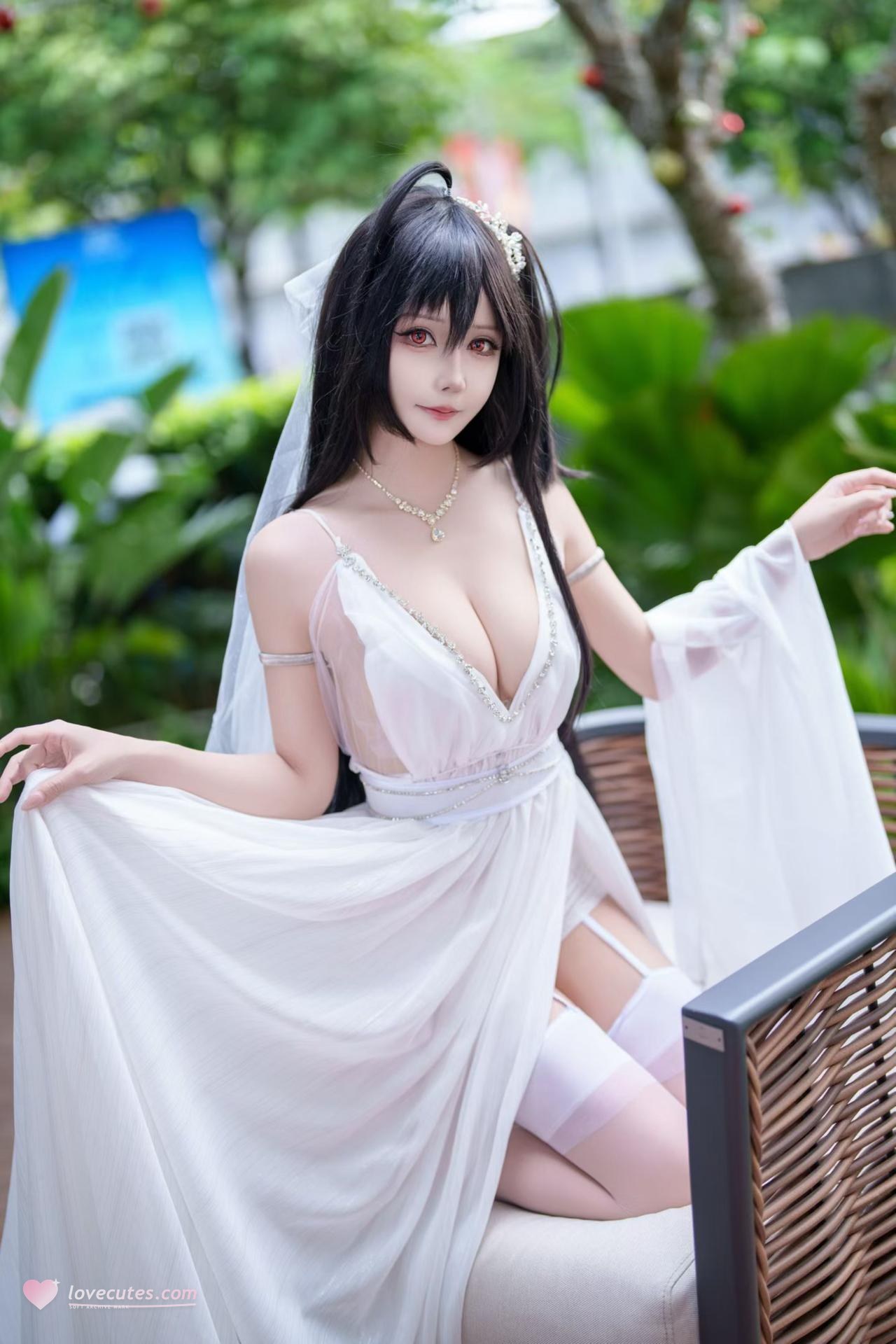 [cosplay] 抱走莫子aa - 碧蓝航线 大凤：誓约花嫁花嫁白纱美胸 27P