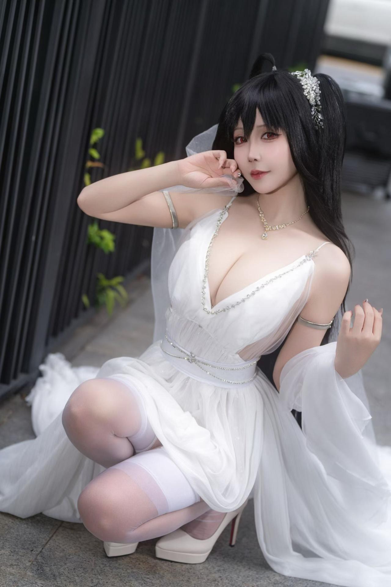 [cosplay] 抱走莫子aa - 碧蓝航线 大凤：誓约花嫁花嫁白纱美胸 27P