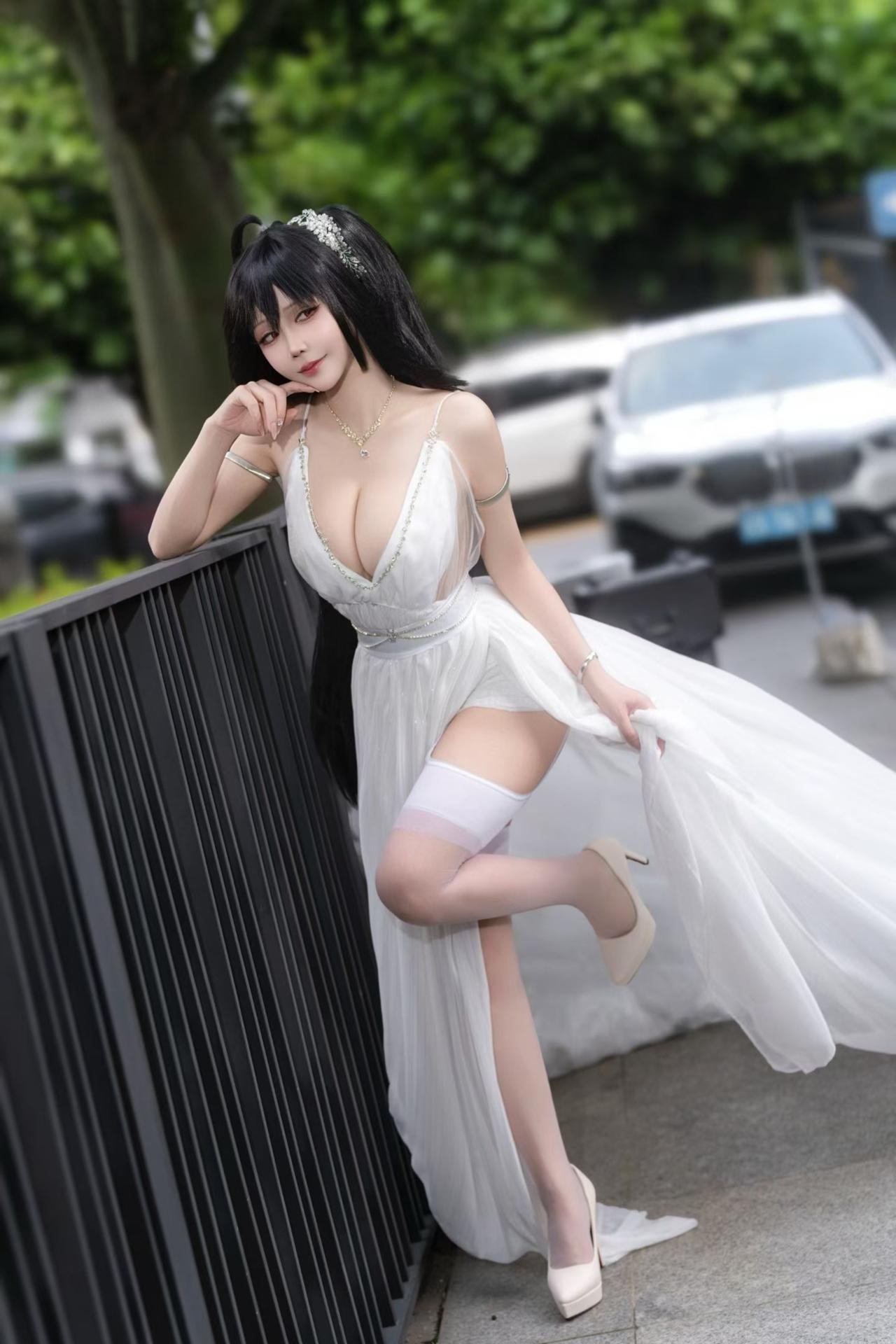 [cosplay] 抱走莫子aa - 碧蓝航线 大凤：誓约花嫁花嫁白纱美胸 27P
