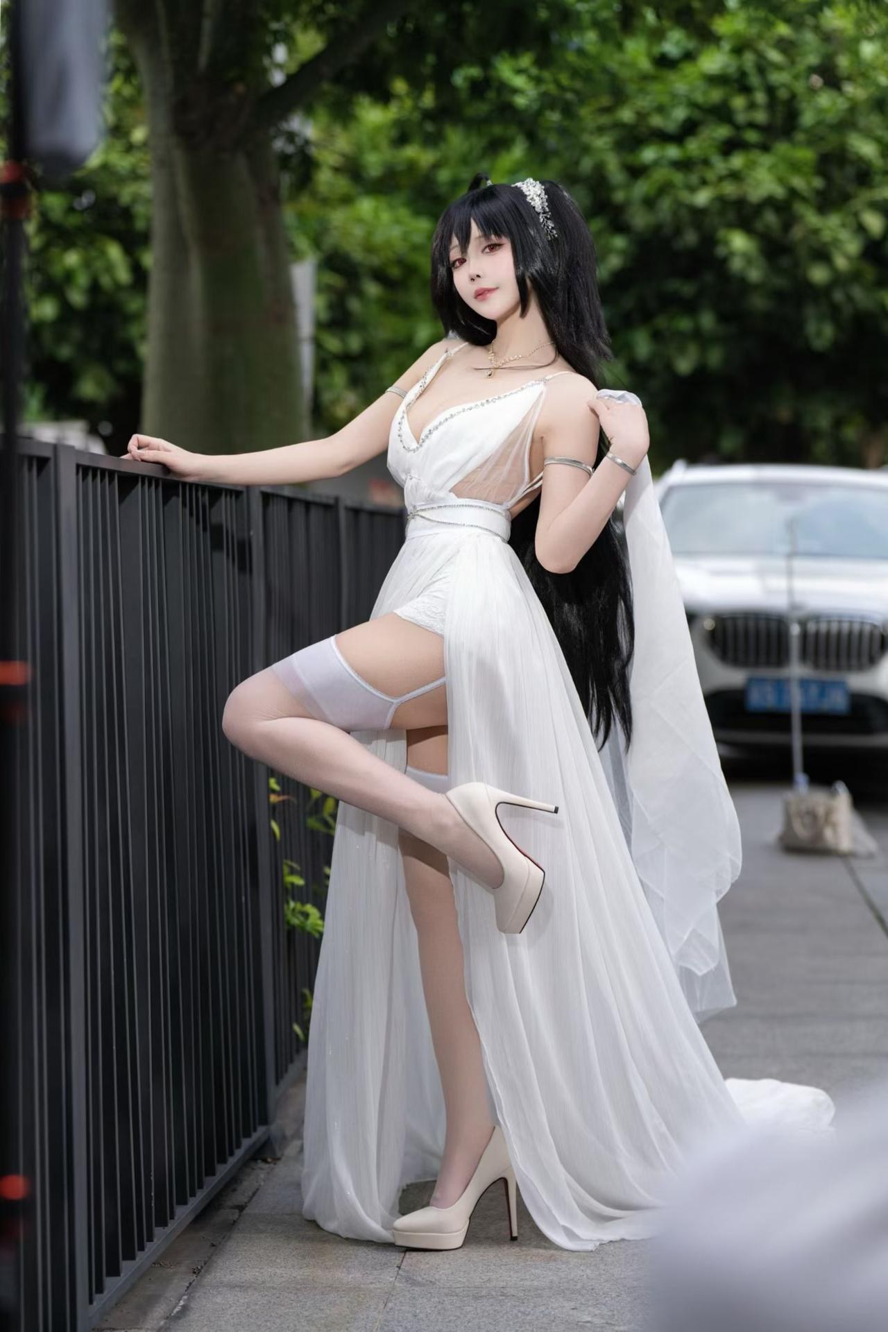 [cosplay] 抱走莫子aa - 碧蓝航线 大凤：誓约花嫁花嫁白纱美胸 27P
