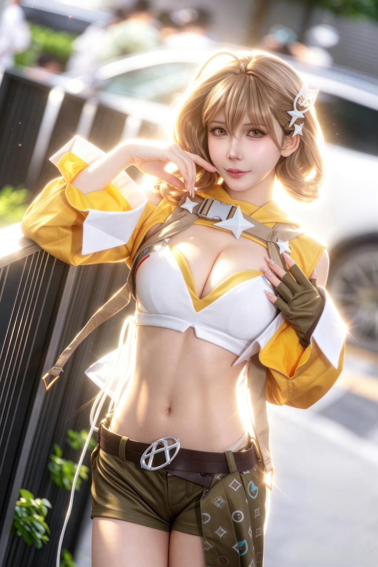 [cosplay] 抱走莫子aa - Nikke胜利女神 阿妮斯：超级巨星舞台装美腿游戏角色 23P