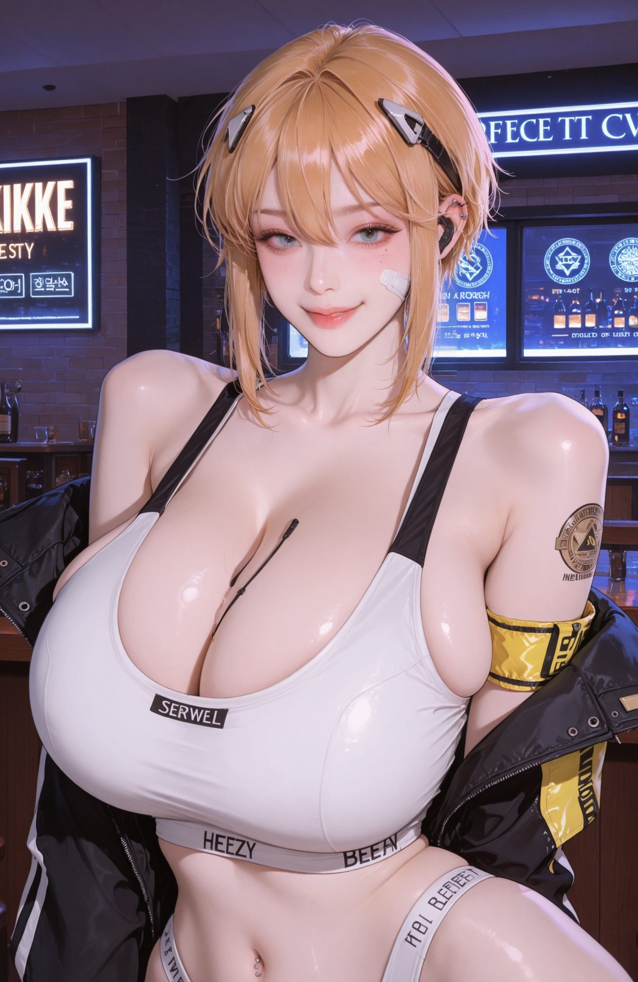 AI Generated Anime Girl - Goddess of Victory NIKKE Maxwell bộ ảnh AI bodysuit, wet-look styling, explicit nude detail 107P