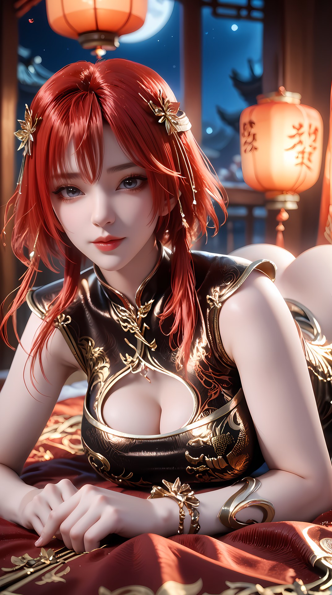 AI Porn - 百炼成神 朱绾：黑金旗袍露穴成人向图集 88P