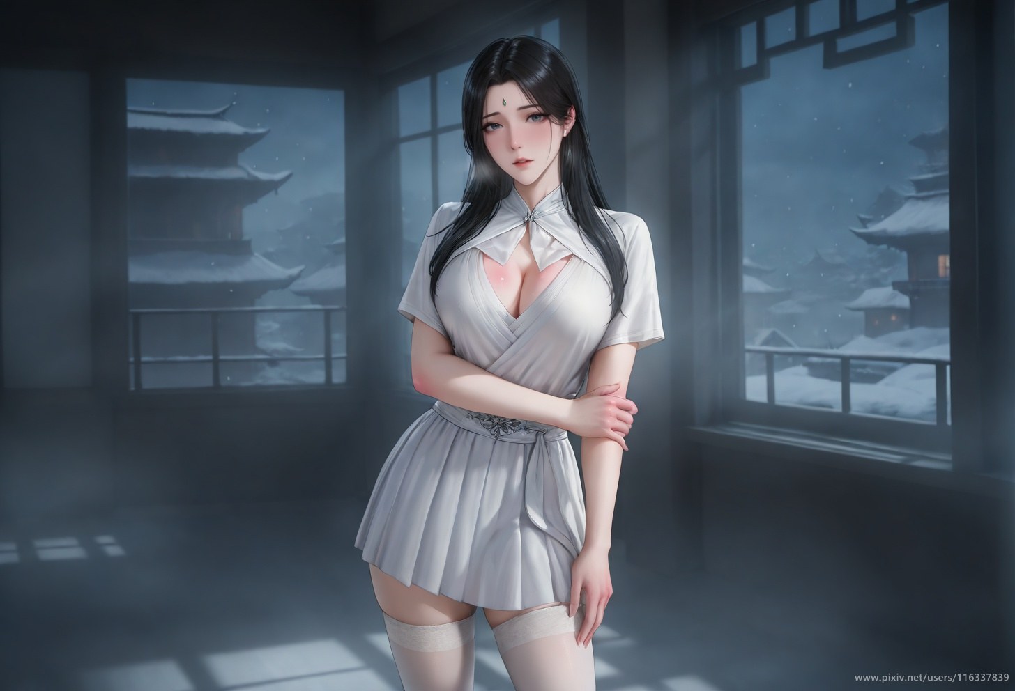 AI Porn - 裴 白衣ストッキング トップレス成人向け 白衣、ストッキング、トップレス、ベッド風ポーズ AI画像ギャラリー 139P