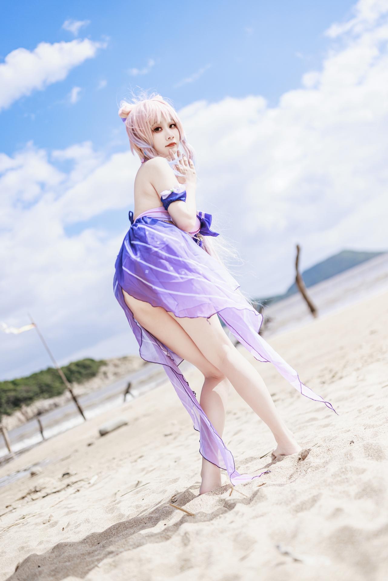 [cosplay] 阿雪雪 - 原神 珊瑚宫心海：原神 珊瑚宫心海 泳装角色还原美腿 56P