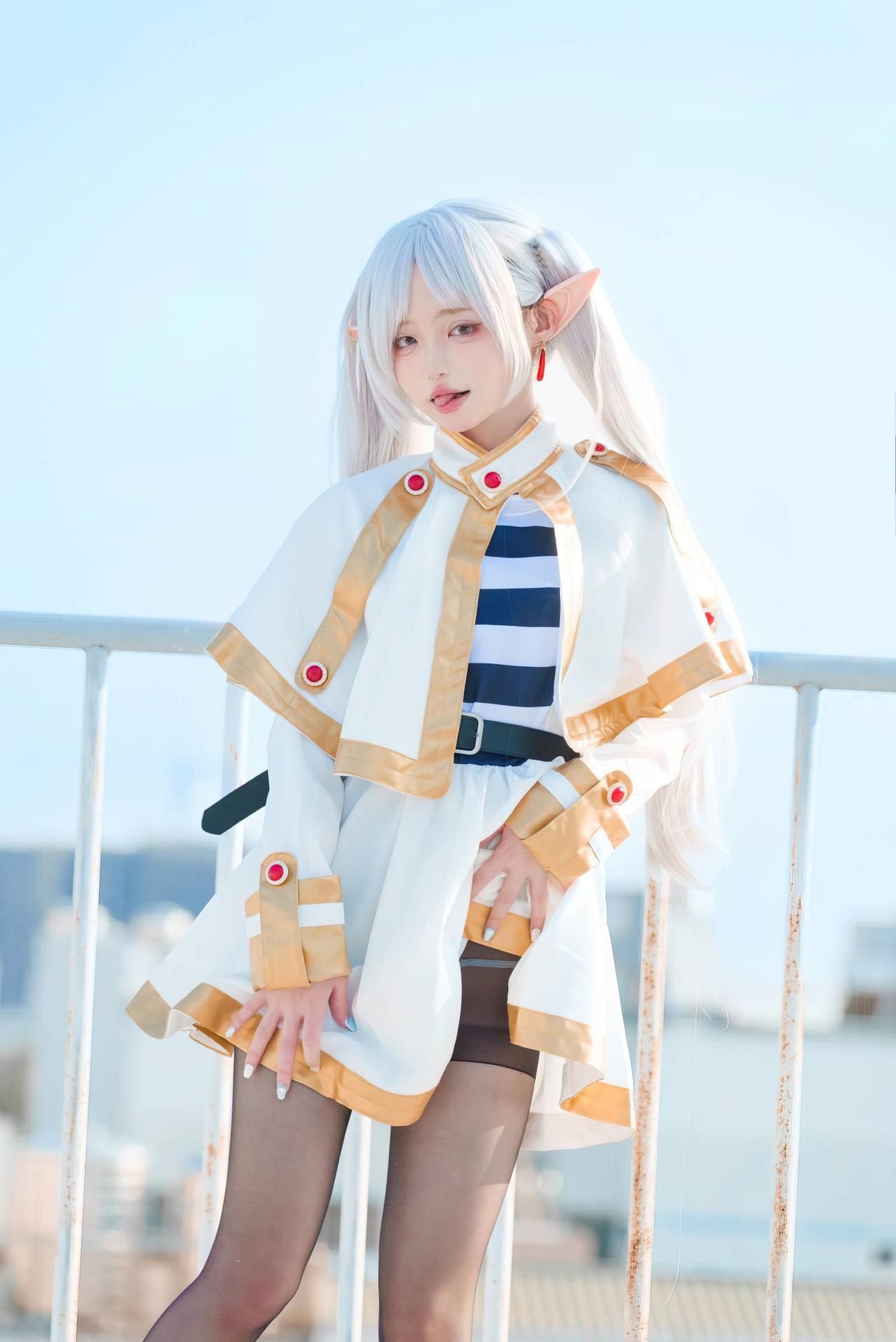 [コスプレ] Irisuare(愛莉) - Frieren 屋上エルフ衣装と黒スト 31P