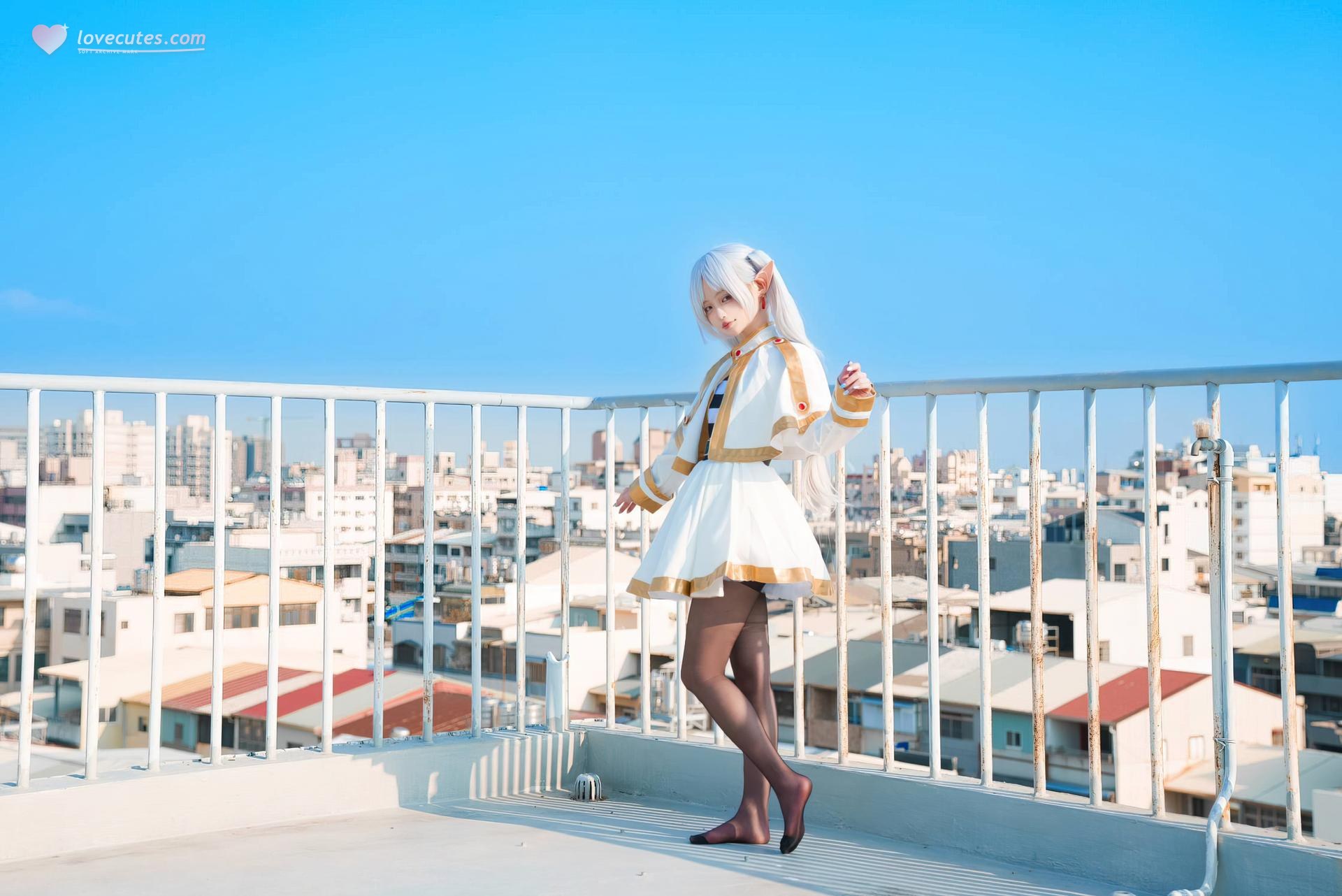 [コスプレ] Irisuare(愛莉) - Frieren 屋上エルフ衣装と黒スト 31P