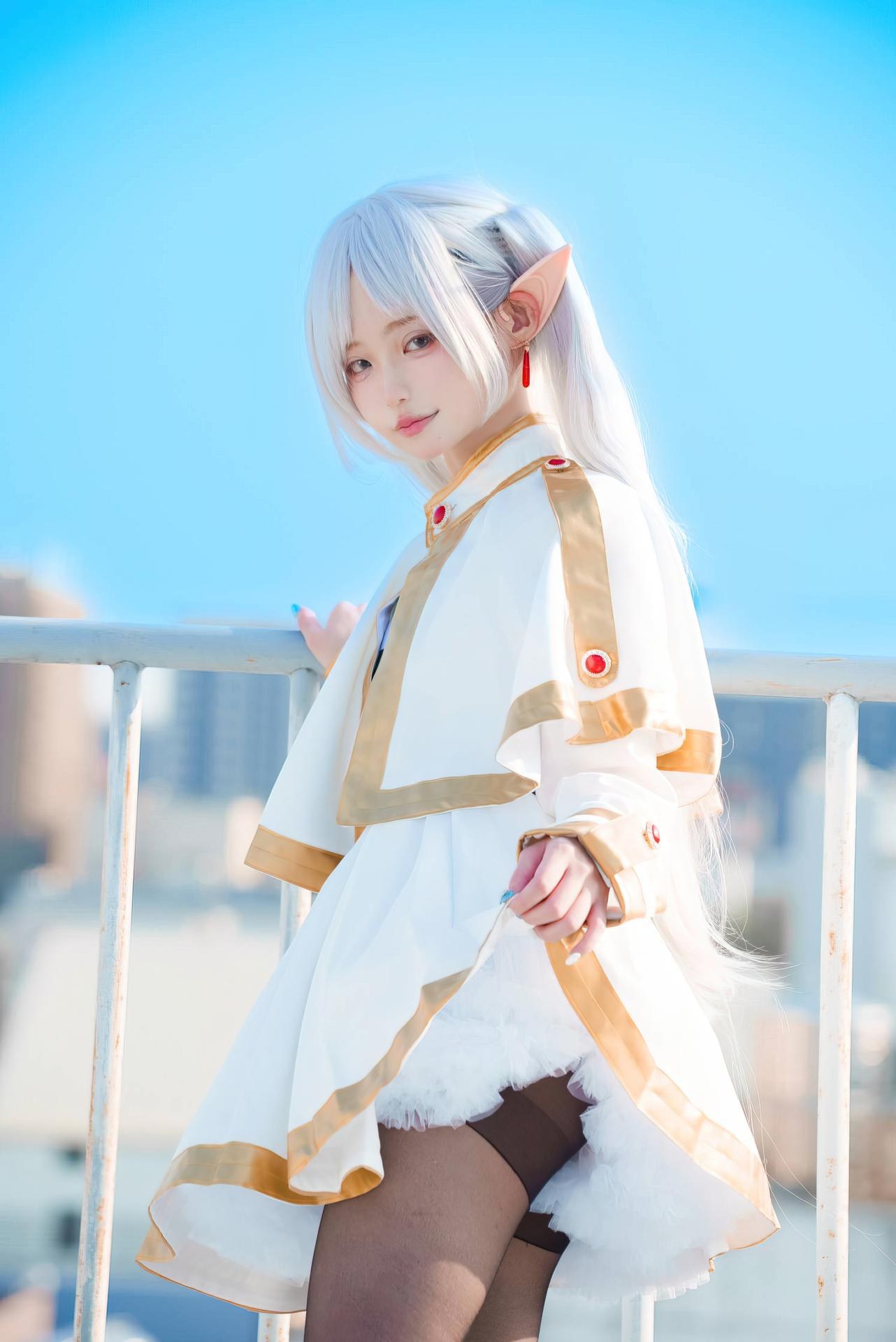 [コスプレ] Irisuare(愛莉) - Frieren 屋上エルフ衣装と黒スト 31P