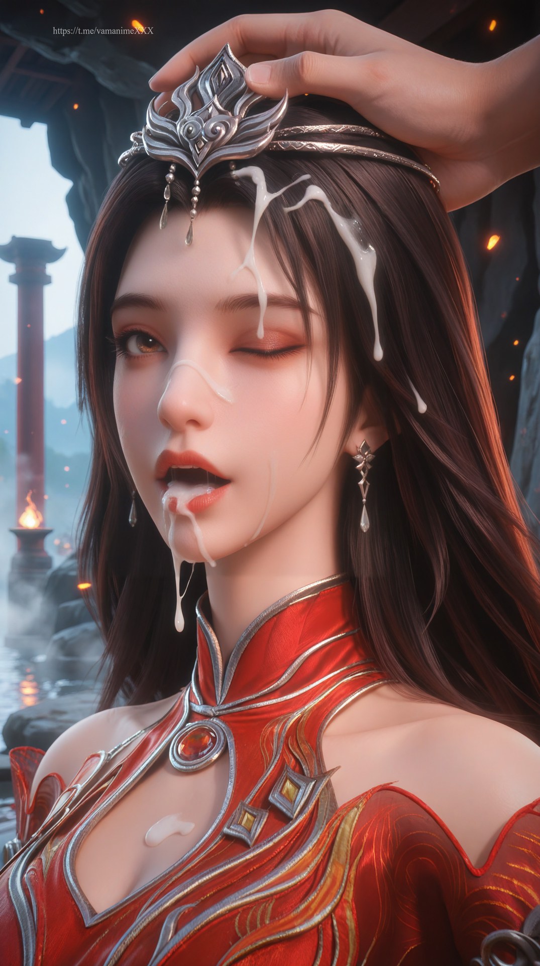 AI Porn - Red-Robed Corpse King Yuxin trang phục đỏ bộ ảnh nhân vật tóc dài bộ sưu tập AI 106P9V