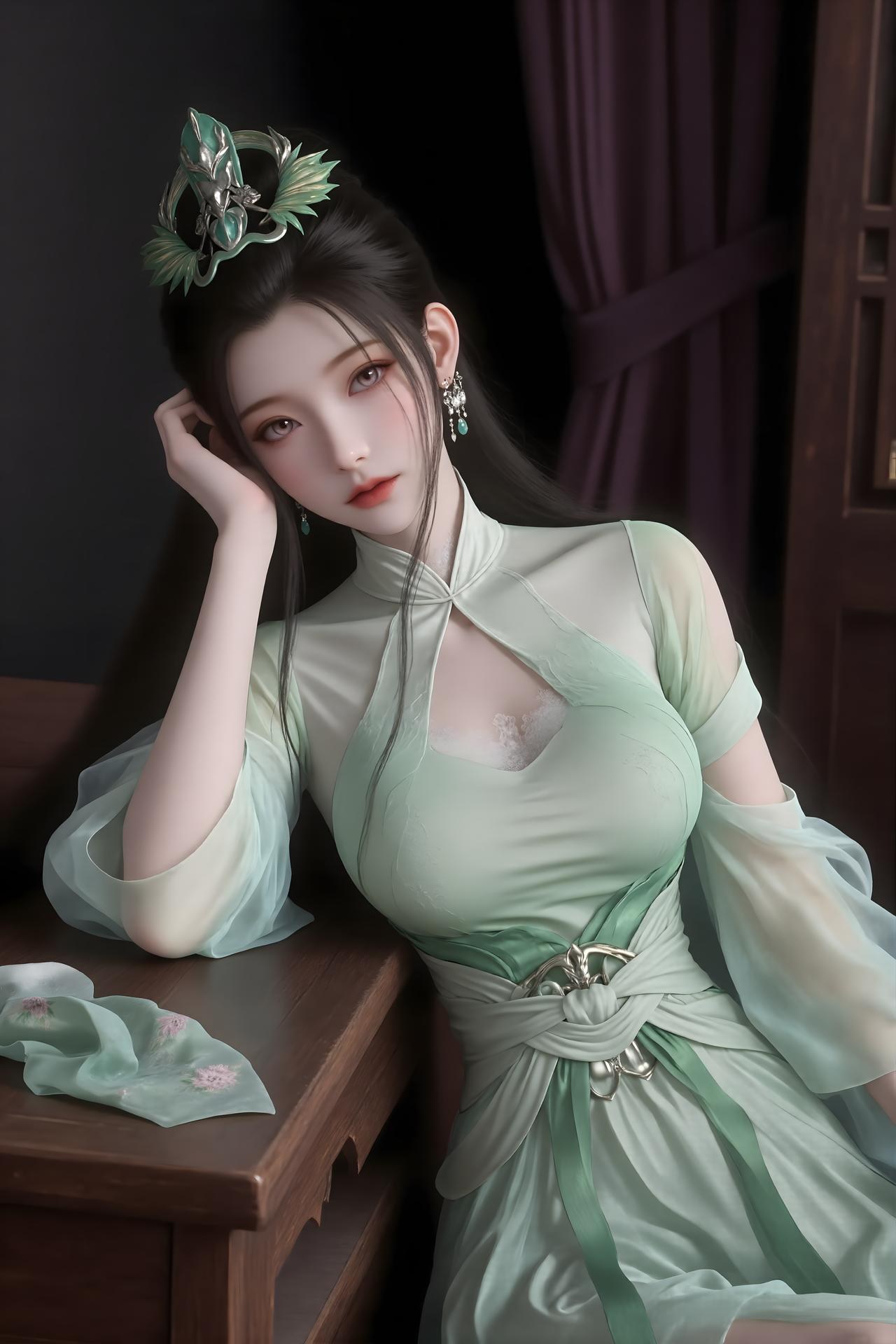 AI Porn - 陆嫁嫁：古风角色写真长发AI成人向图集 61P