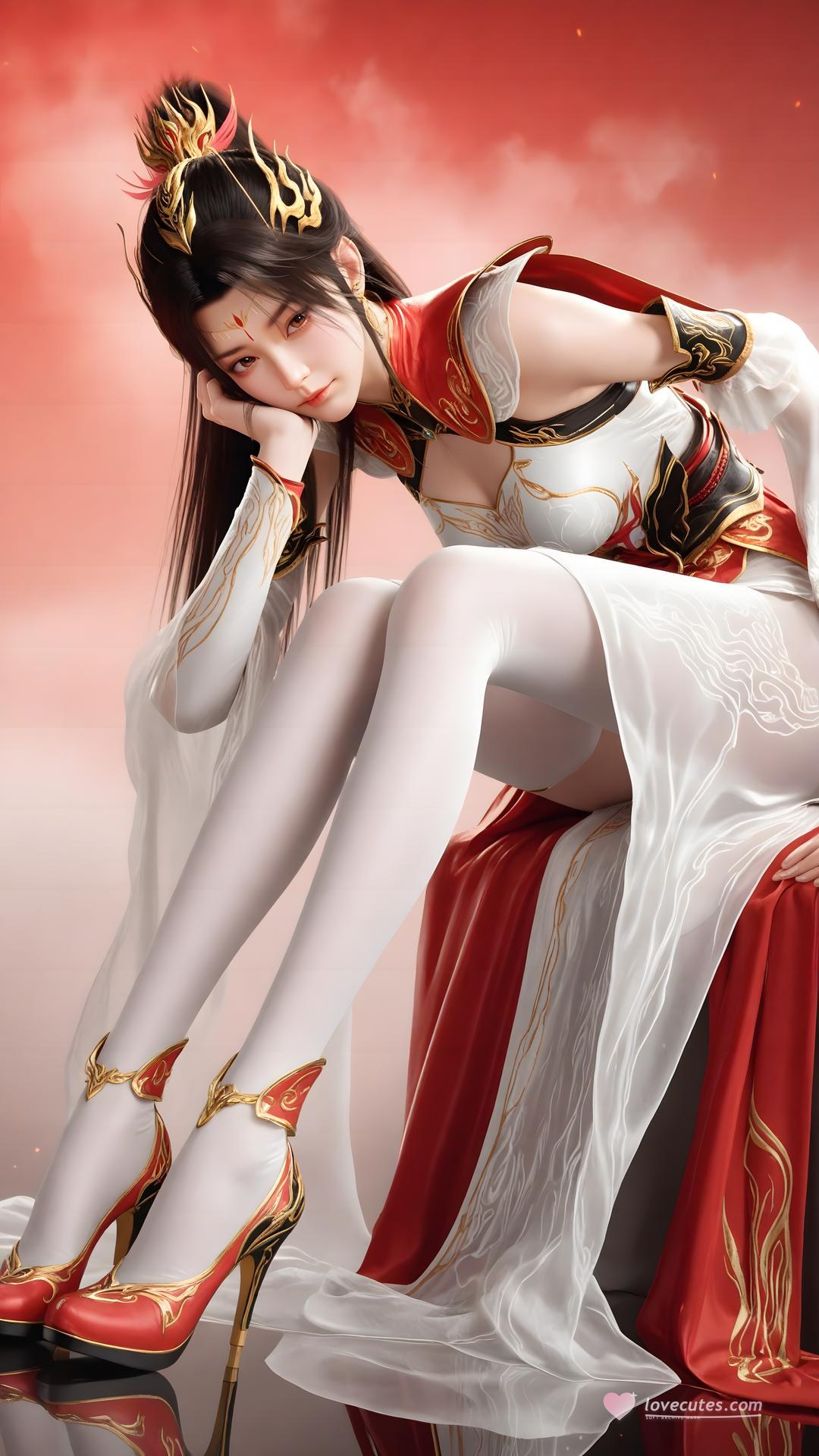 AI Generated Anime Girl - 대주재 샤오샤오 화이트 스타킹 갤러리 70P
