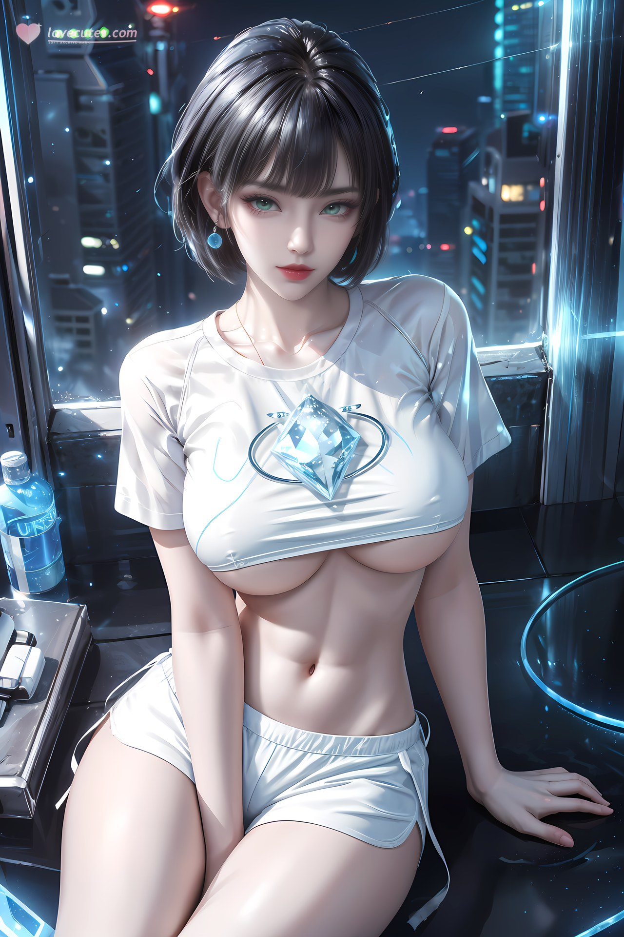 AI Generated Anime Girl - 姬青 メカボディスーツ都市夜景画像集 77P