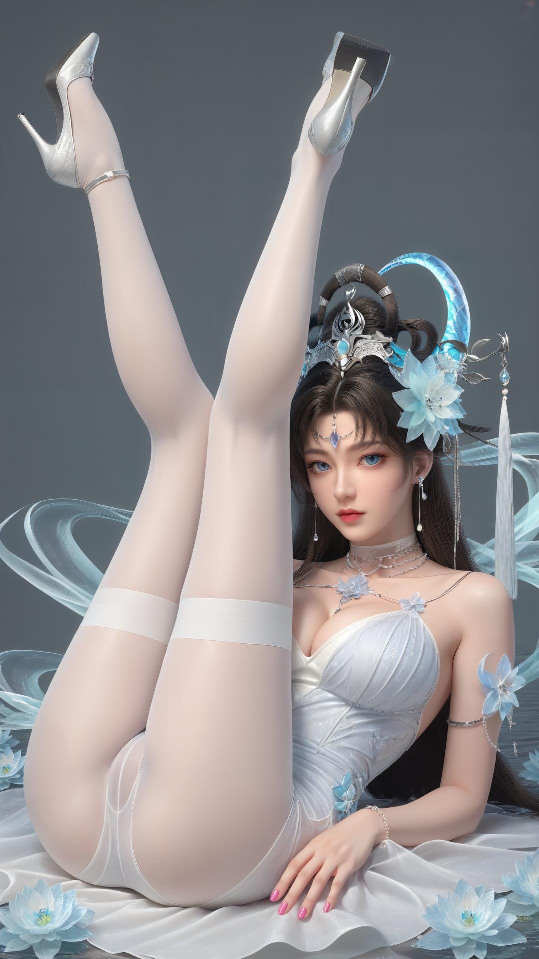 AI Generated Anime Girl - パーフェクトワールド邀月公主 黒ストッキング室内私房画像集 下篇 250P