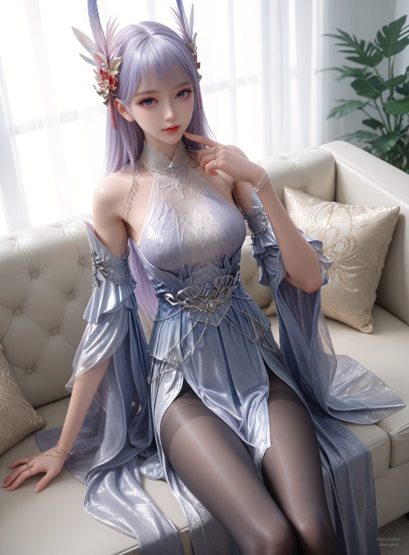 AI Nudes - 課金プレイヤー 林紫玥 紫髪仙女ドレスAIヌード画像集 105P
